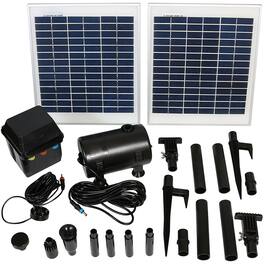 Sunnydaze - 396 GPH Solar Pump and Panel Kit with Battery and Light - Black