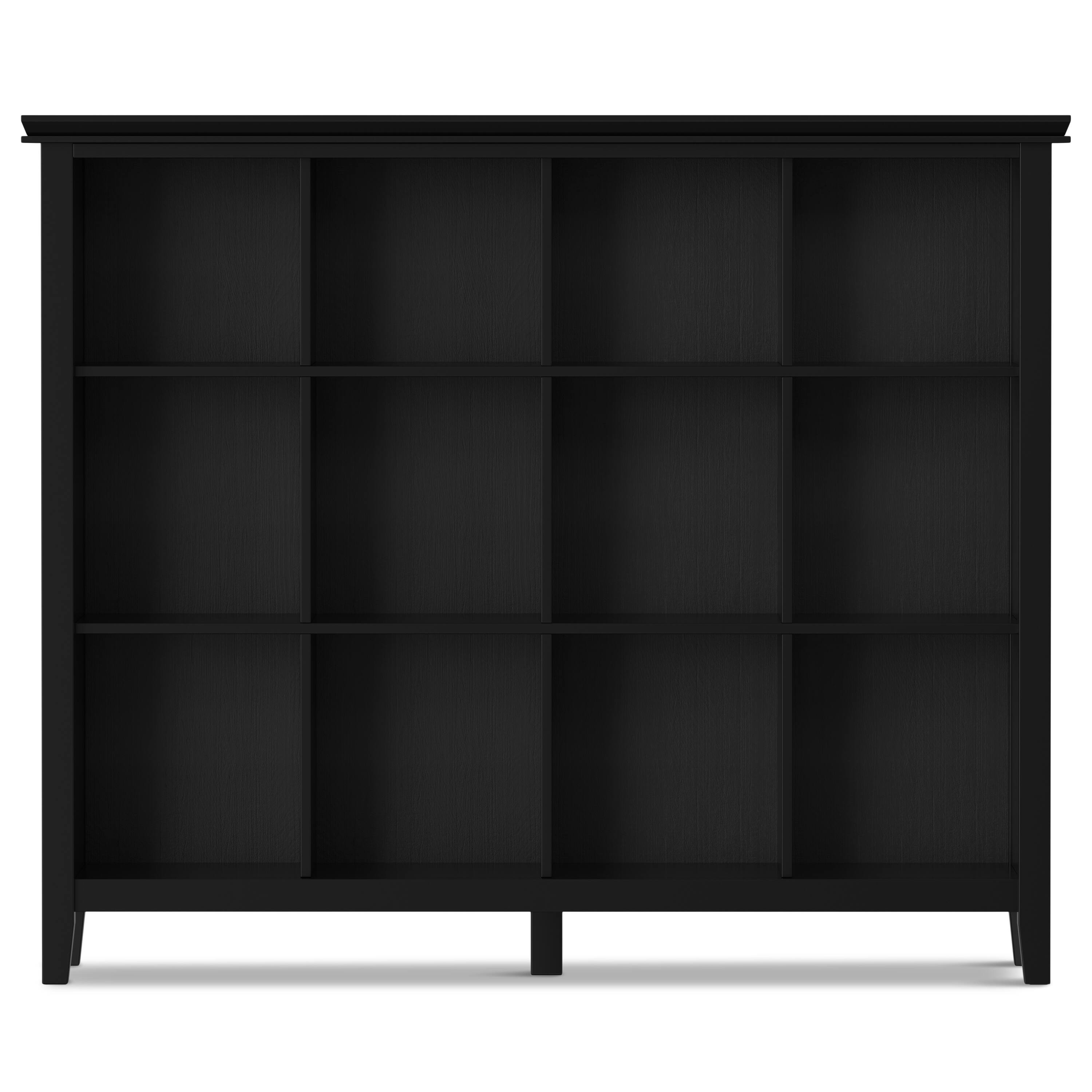 Left. Simpli Home - Artisan 48 inch Tall Solid Wood 12 Cube Storage in Black - Black.