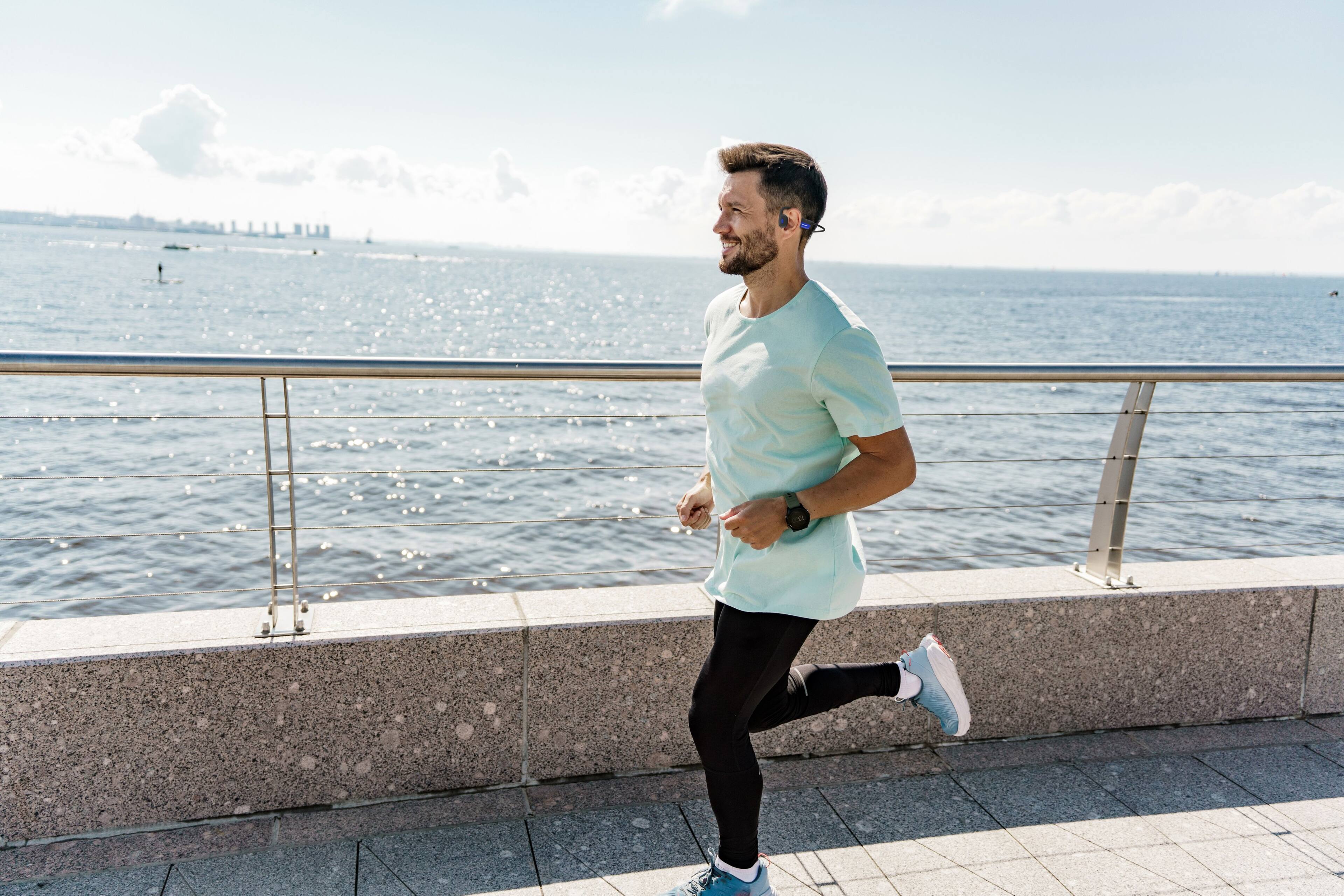 Alt View 5. OPN Sound - Mezzo+ Open-Ear Wireless Bone Conduction Advanced Headphones - Black/Blue.