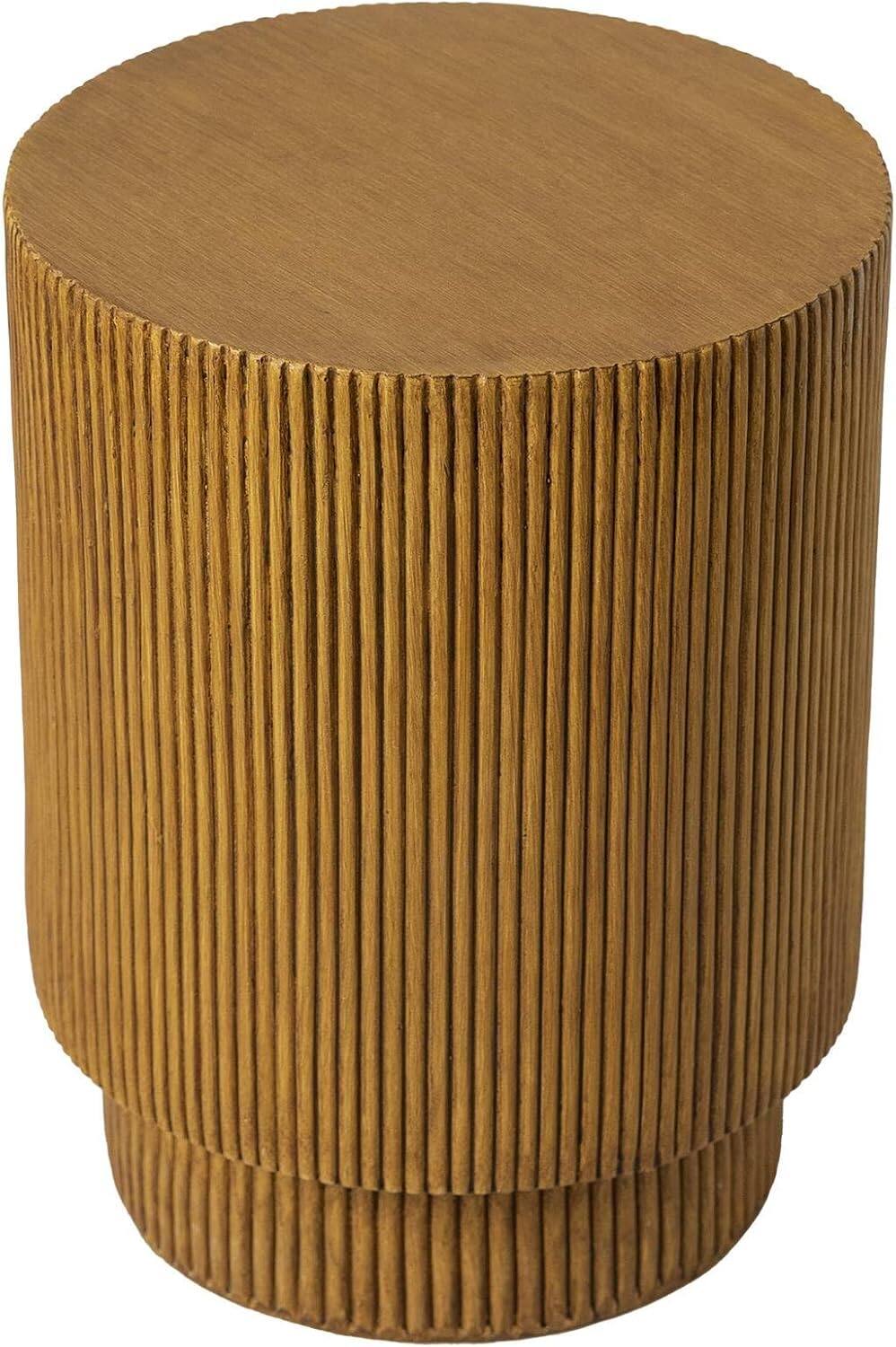 Alt View 3. LeisureMod - Eden Modern Stone Top Round Side Table, Indoor/Outdoor Weather Resistant Accent Table, Fully Assembled - Brown.