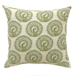 Manhattan Lane - FIFI Contemporary Big Pillow With pattern Fabric, Finish, Set of 2 - Green & Ivory