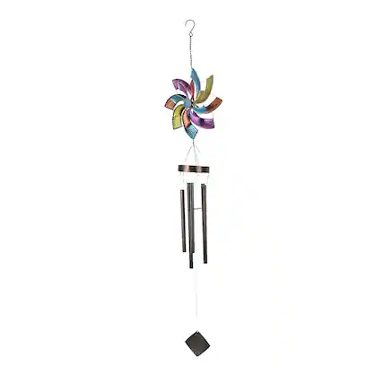 Front. Things2Die4 - Metal Multicolor Wedge Wind Spinner Hanging Chimes Outdoor Decor Garden Patio Art - Multicolored.
