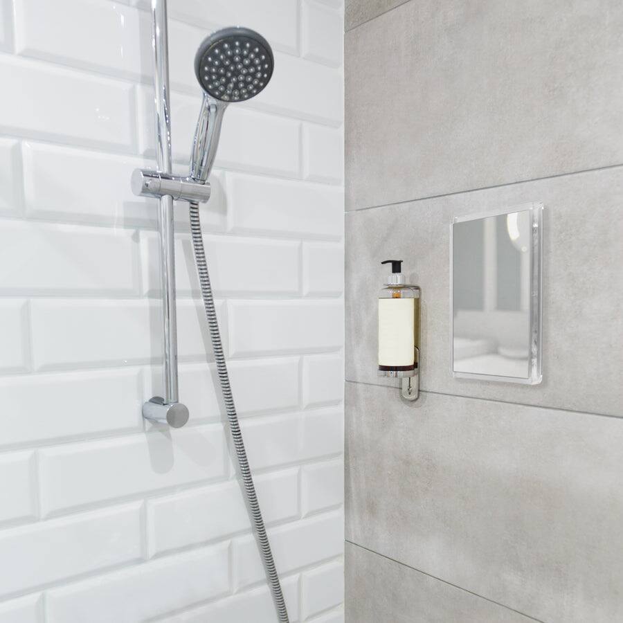 Back. Zadro - Fogless Wall Mounted Shower Mirror with 2X Magnification & Suction Cups - Clear.