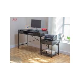 JJS - Bedside Table With Drawer And Storage Shelves - Black