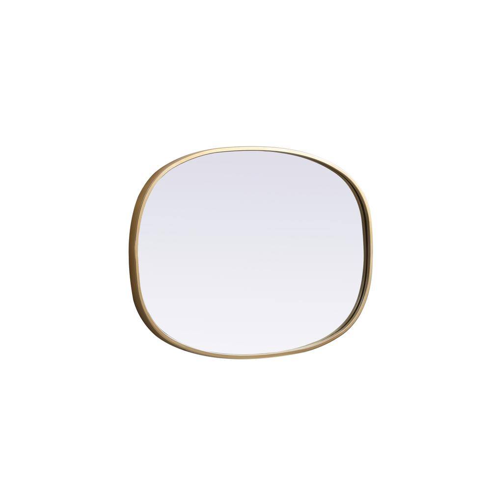 Left. Elegant Decor - Metal Frame Oval Mirror 20x30 Inch in Brass - Brass.