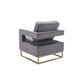 Carolina Chair & Table - Adadon Velvet Upholstered Armchair - Gray - Gray, Gold