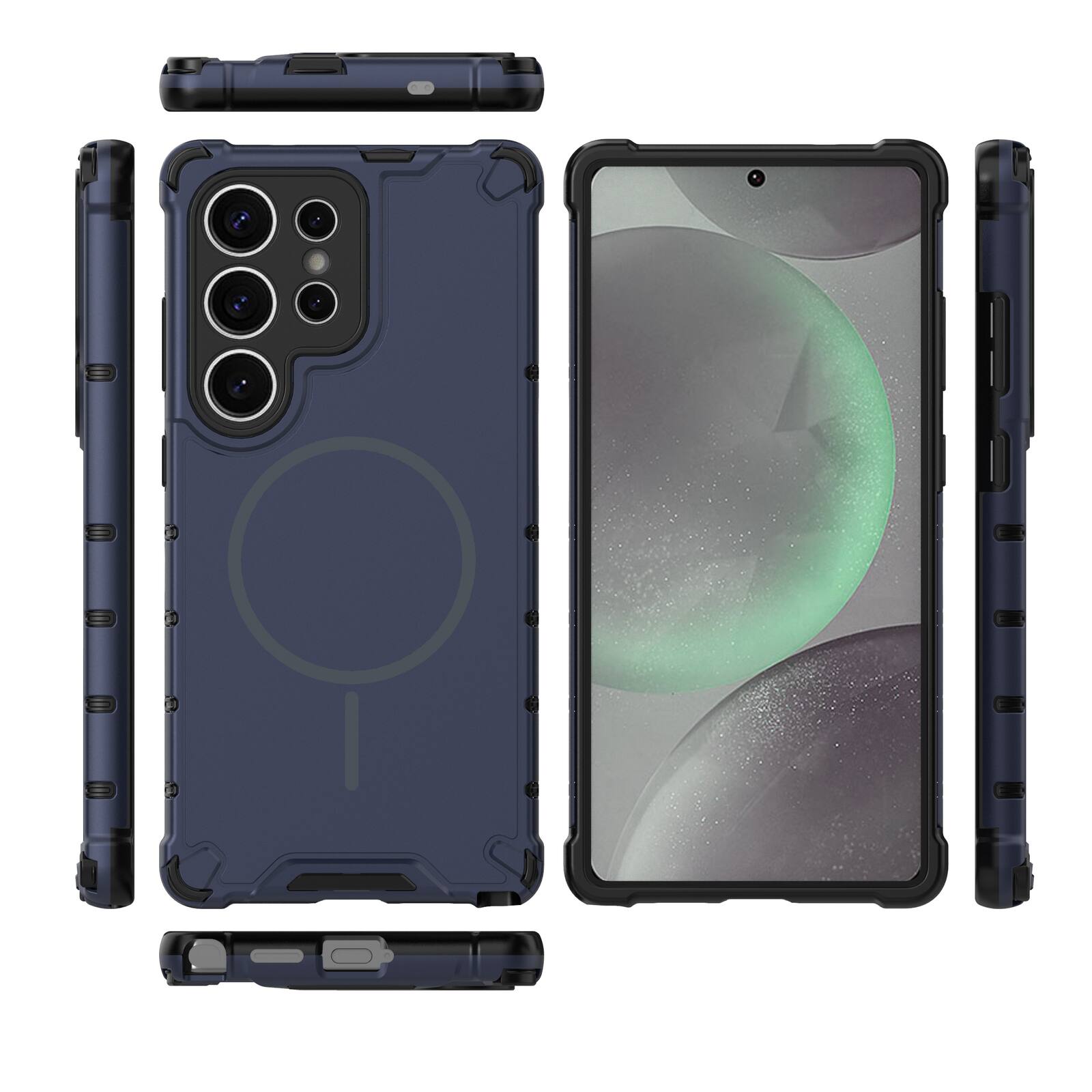 Left. UUCOVER - Magnetic Case for Samsung Galaxy S25 Ultra, Compatible with MagSafe, Shockproof Drop-proof Slim Heat Dissipation Cover - Darkblue.