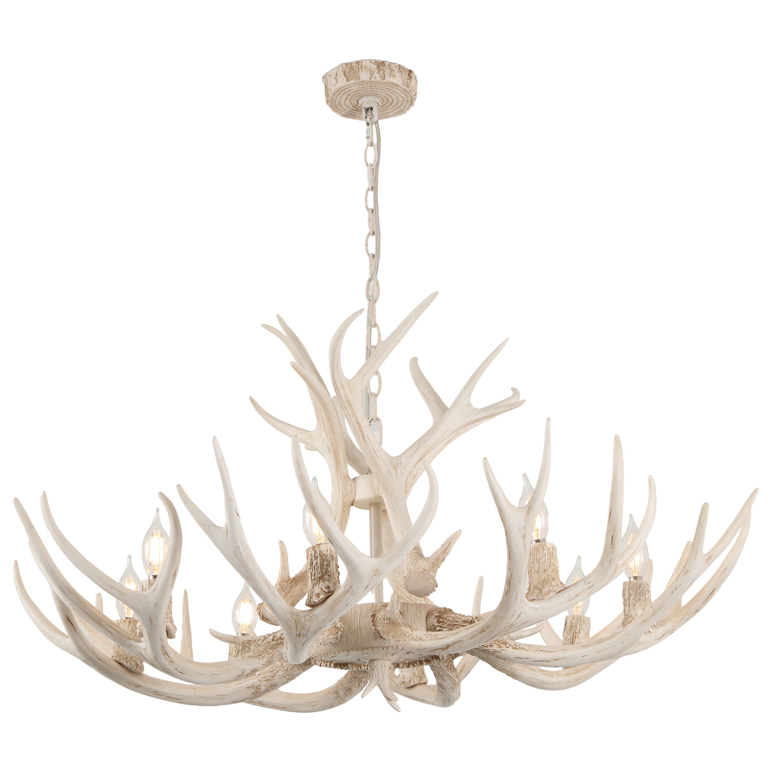 "Jonathan Y - Eldora 36"" 8-Light Rustic Farmhouse Adjustable Resin Antler LED Chandelier - Beige" price history on PriceWatchPro