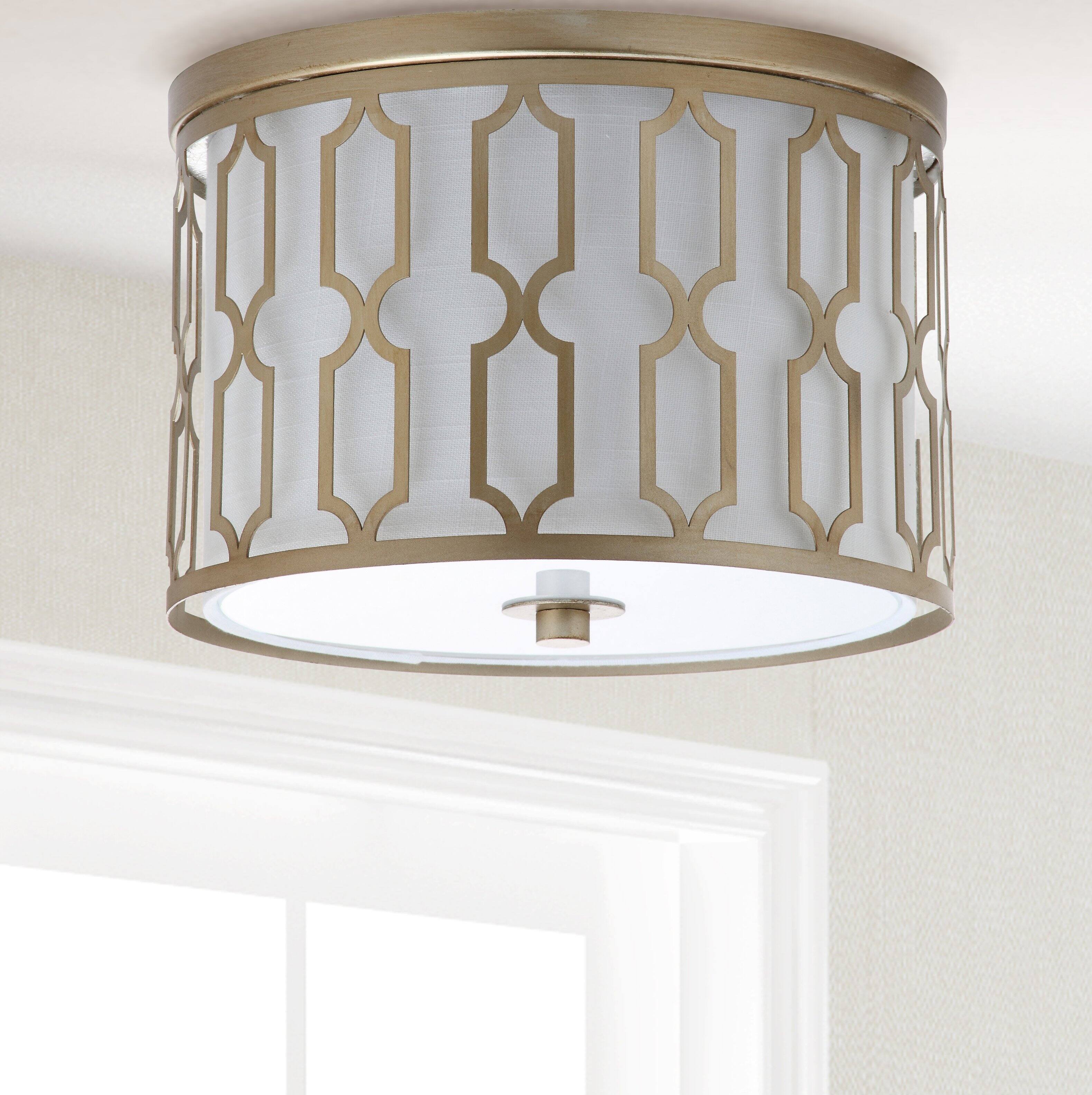 Alt View 6. Jonathan Y - Link 2-Light 12.75" Metal LED Flush Mount, Soft Gold - Soft Gold.
