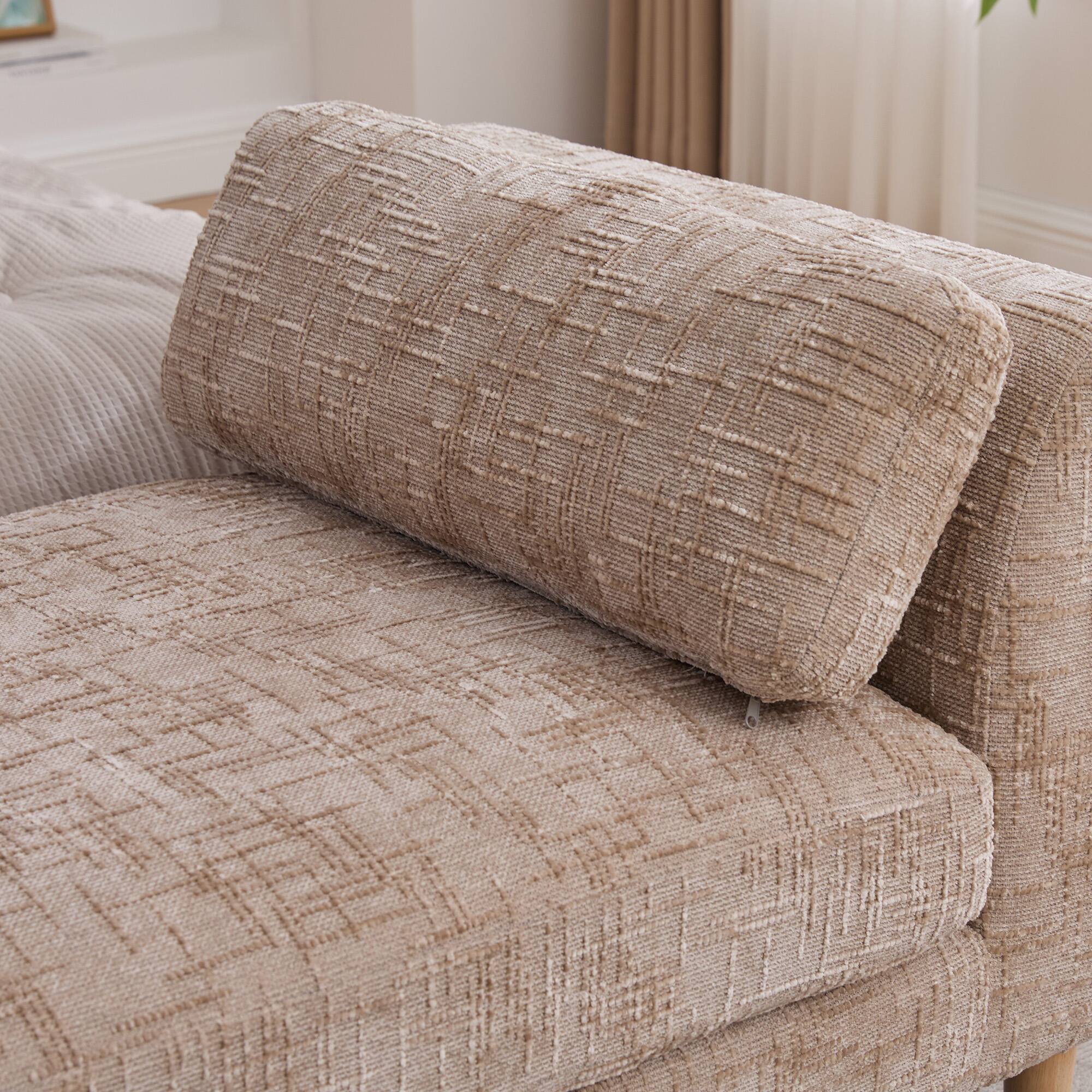 Boyel Living Upholstered Chaise Lounge Bench with Armrests and Bolster ...