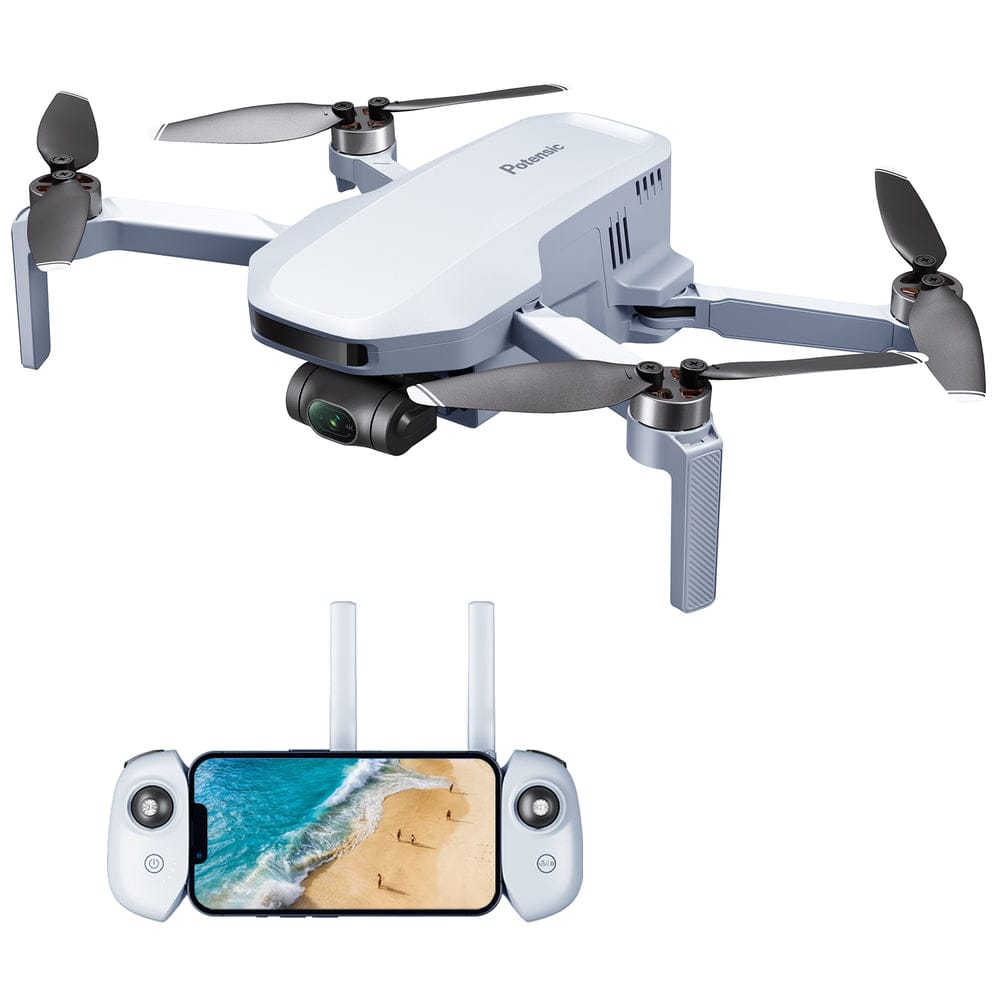 Front. Potensic - ATOM GPS Drone with 4K 3-Axis Gimbal, 6 km Video Transmission, Visual Tracking - Standard Kit - White.