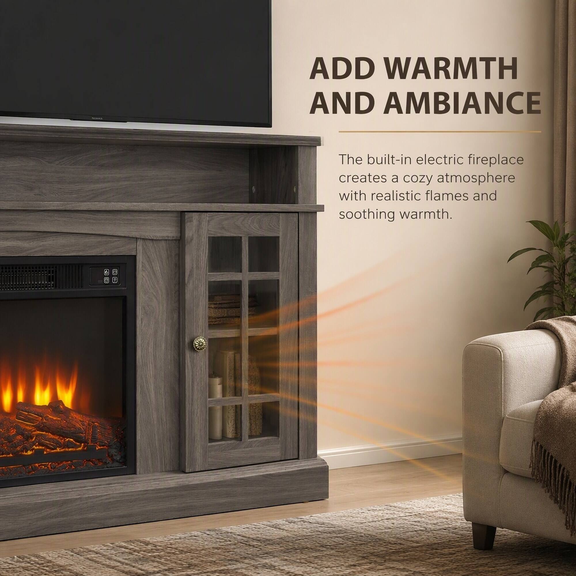 ADD WARMTH AND AMBIANCE

The built-in electric fireplace creates a cozy atmosphere with realistic flames and soothing warmth.