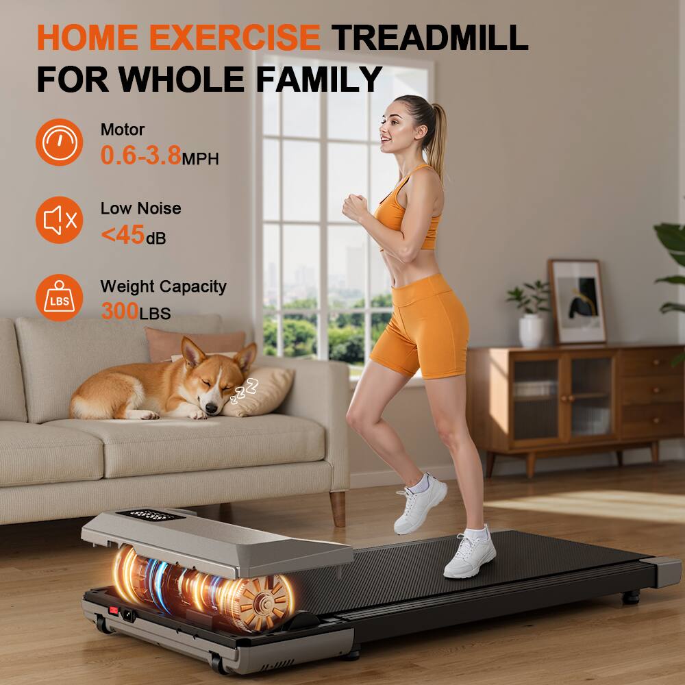 HOME EXERCISE TREADMILL FOR WHOLE FAMILY

- Motor: 0.6-3.8MPH
- Low Noise: <45dB
- Weight Capacity: 300LBS