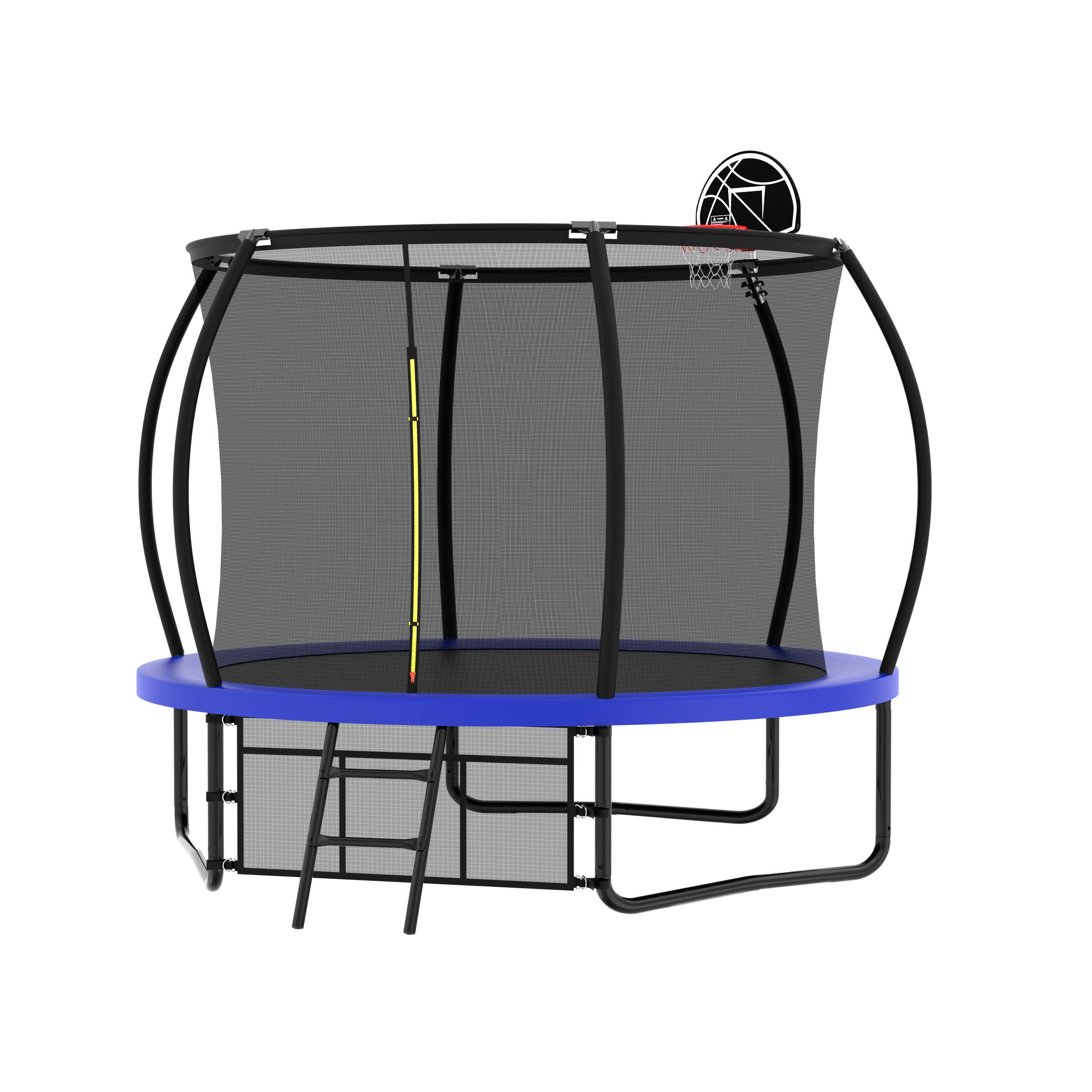 Angle. LOVMOR - Lovmor 10 FT Trampoline with Basketball Hoop and Ladder Recreational Trampoline for Adults.