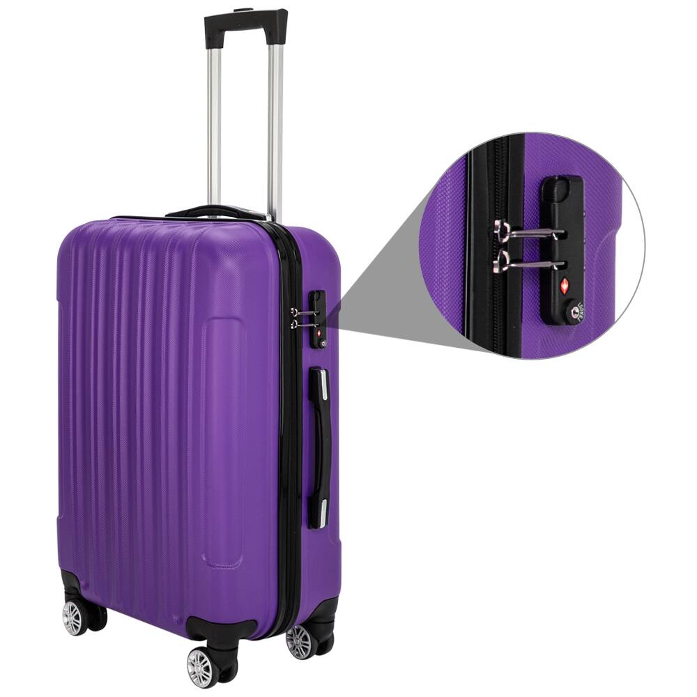Alt View 1. Winado - 20"/24"/28" 3 Piece Trolley Carry On ABS Luggage Lightweight Hardside Suitcase Set Spinner Wheels & TSA Lock for Travel - Purple.