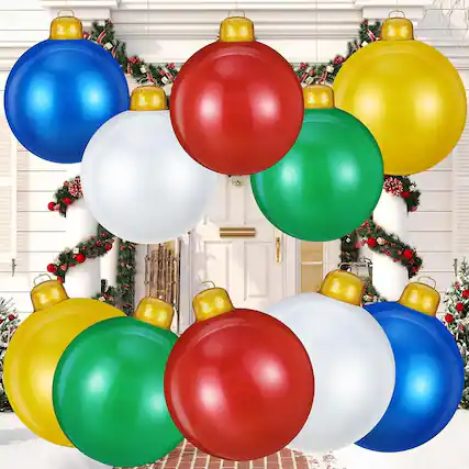 Front. RTMB - 5-Pack 24" Inflatable Christmas Ornaments, Multicolor, Indoor/Outdoor Decor - Multicolor.