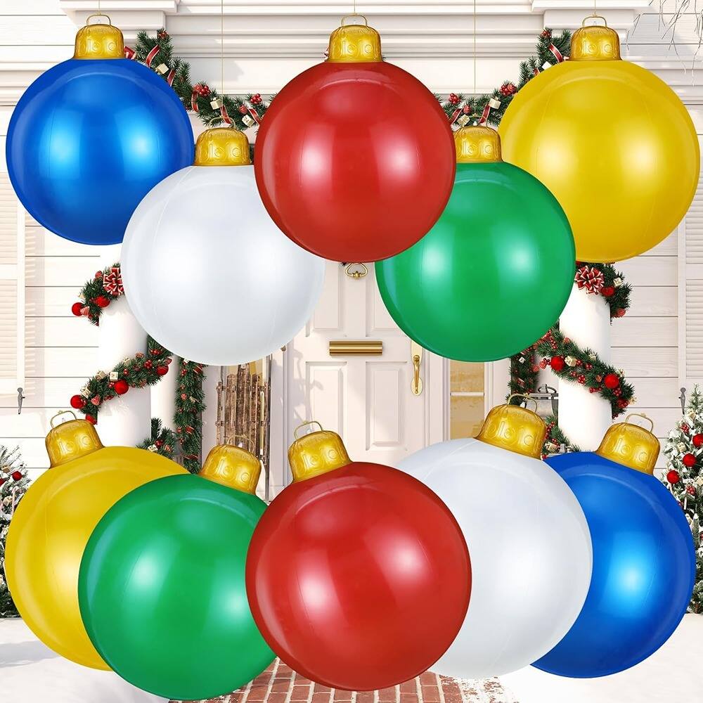 Front. RTMB - 5-Pack 24" Inflatable Christmas Ornaments, Multicolor, Indoor/Outdoor Decor - Multicolor.