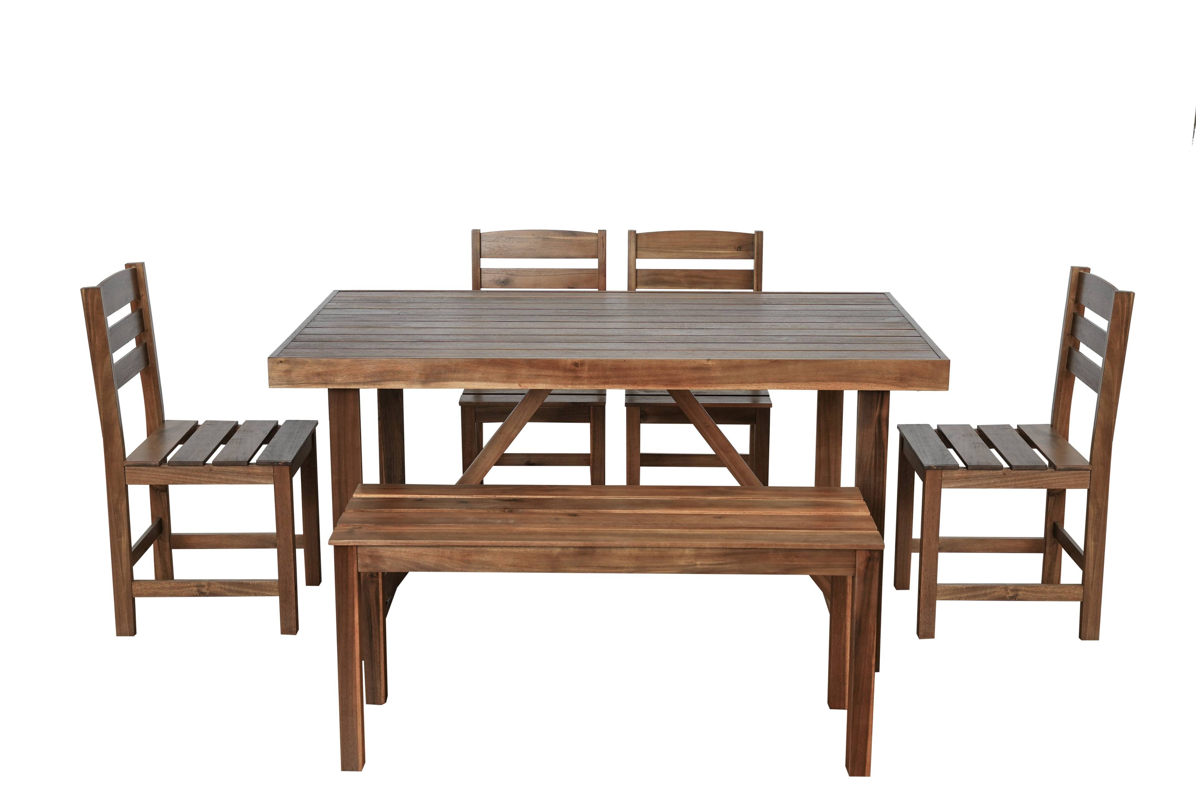 Alt View 1. Mondawe - 5 Pieces Acacia Wood Outdoor Table and Chair Set - Brown.