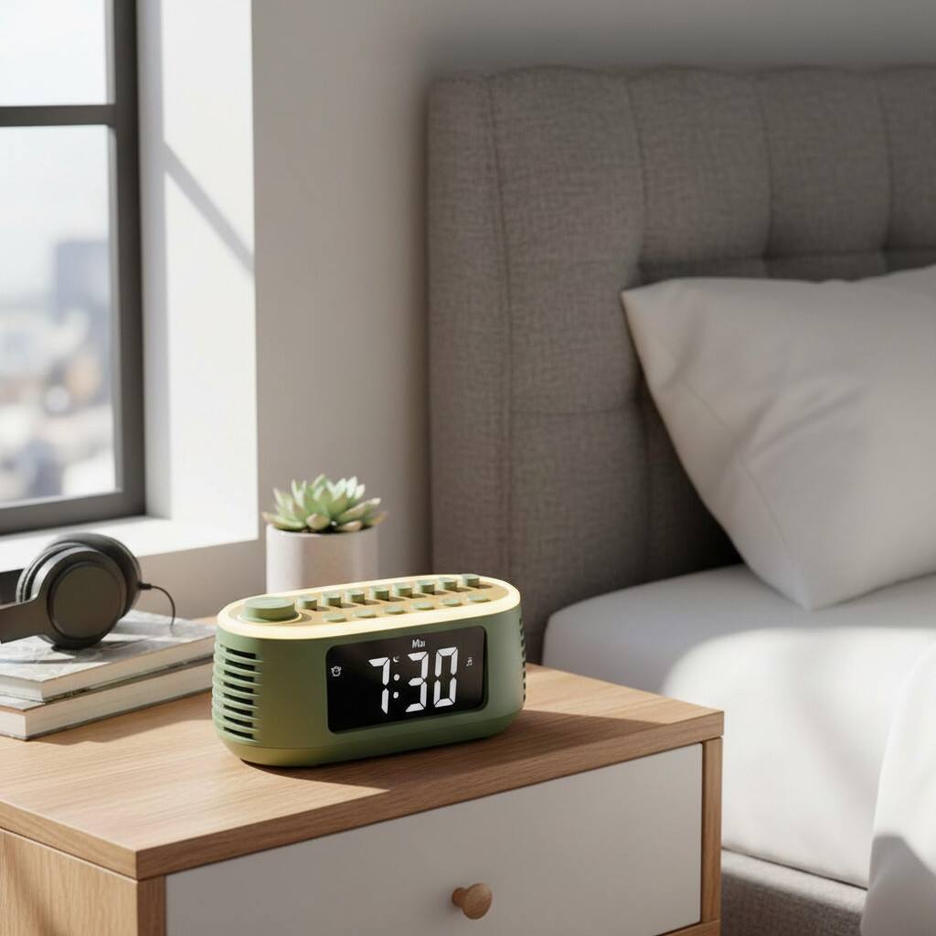 Alt View 2. Dazzed Corner - White Noise Machine Bluetooth Speaker, Digital Alarm Clock - Green.