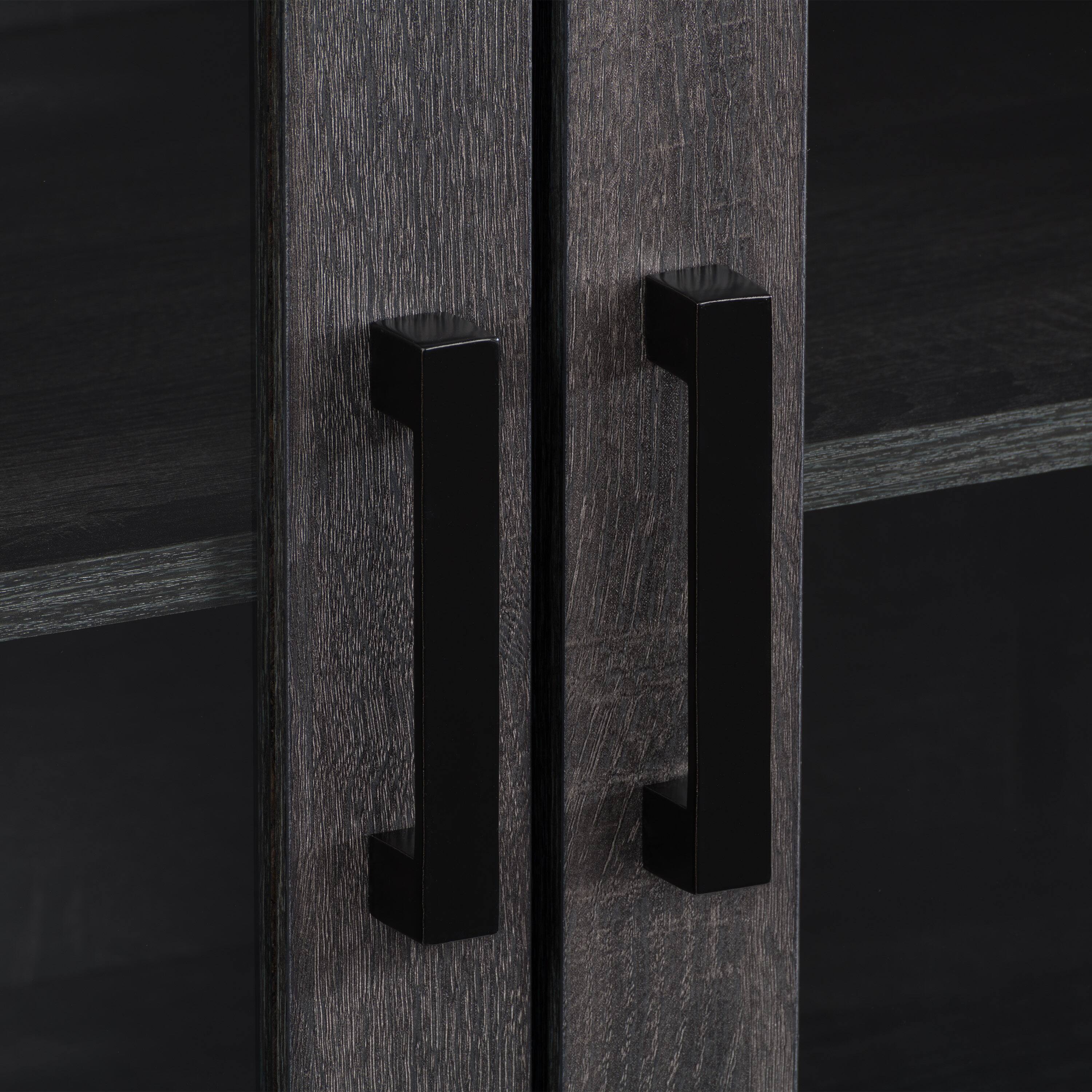 Alt View 13. CorLiving - Fremont TV Bench with Glass Cabinets for Most TVs up to 95" - Dark Gray.