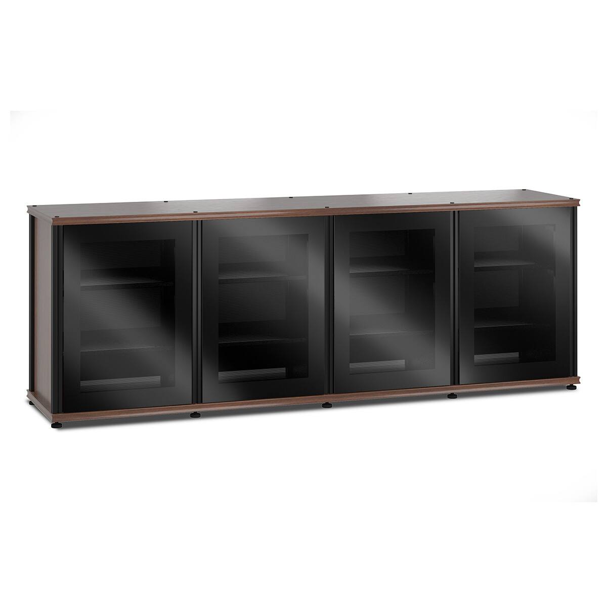 Front. Salamander Designs - Salamander Designs Synergy 347 Quad AV Cabinet (Dark Walnut with Black Glass Doors & Black Posts) - Dark Walnut/Black.