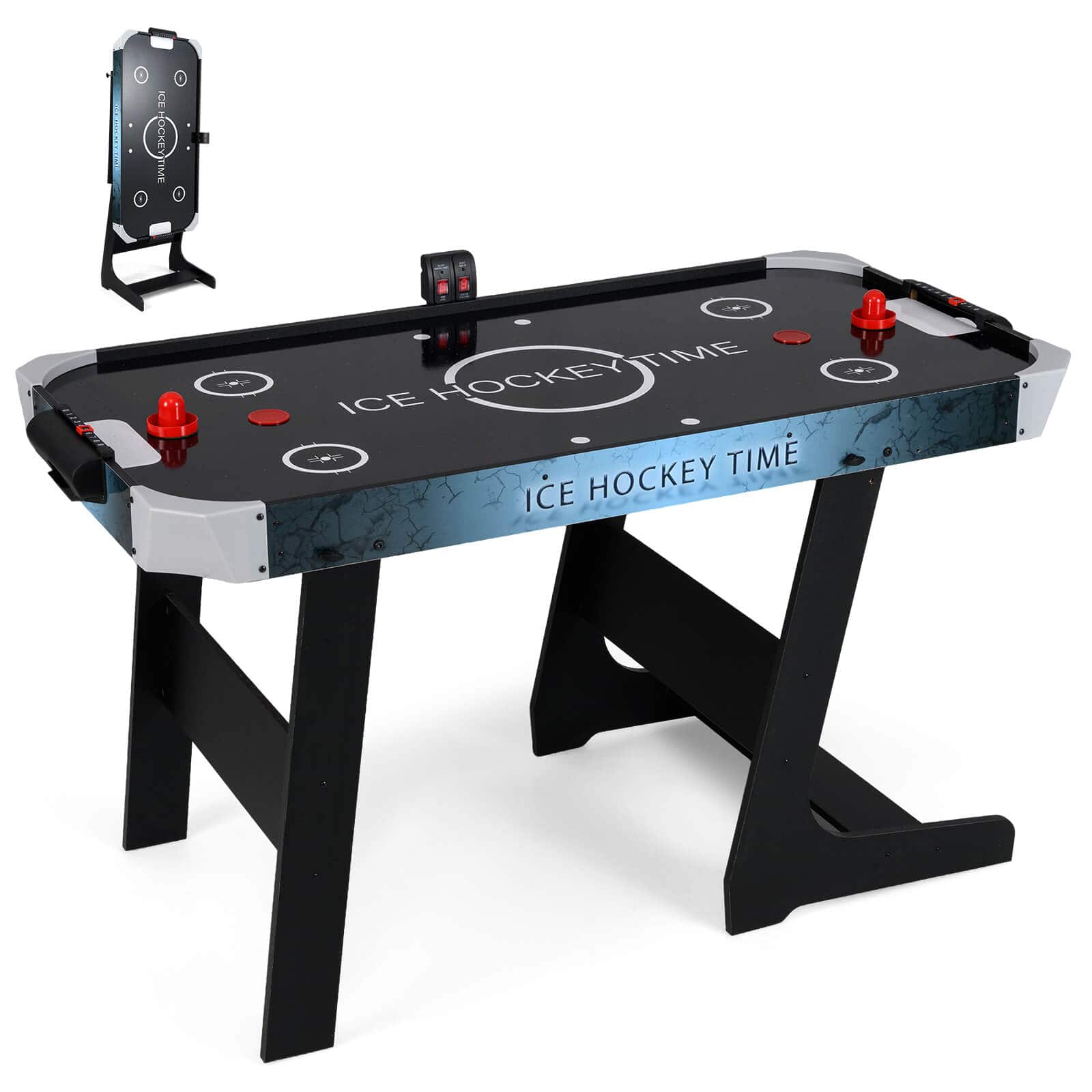 Costway - Foldable Air Hockey Table for Kids & Adults with Digital LED Scoreboard - Black