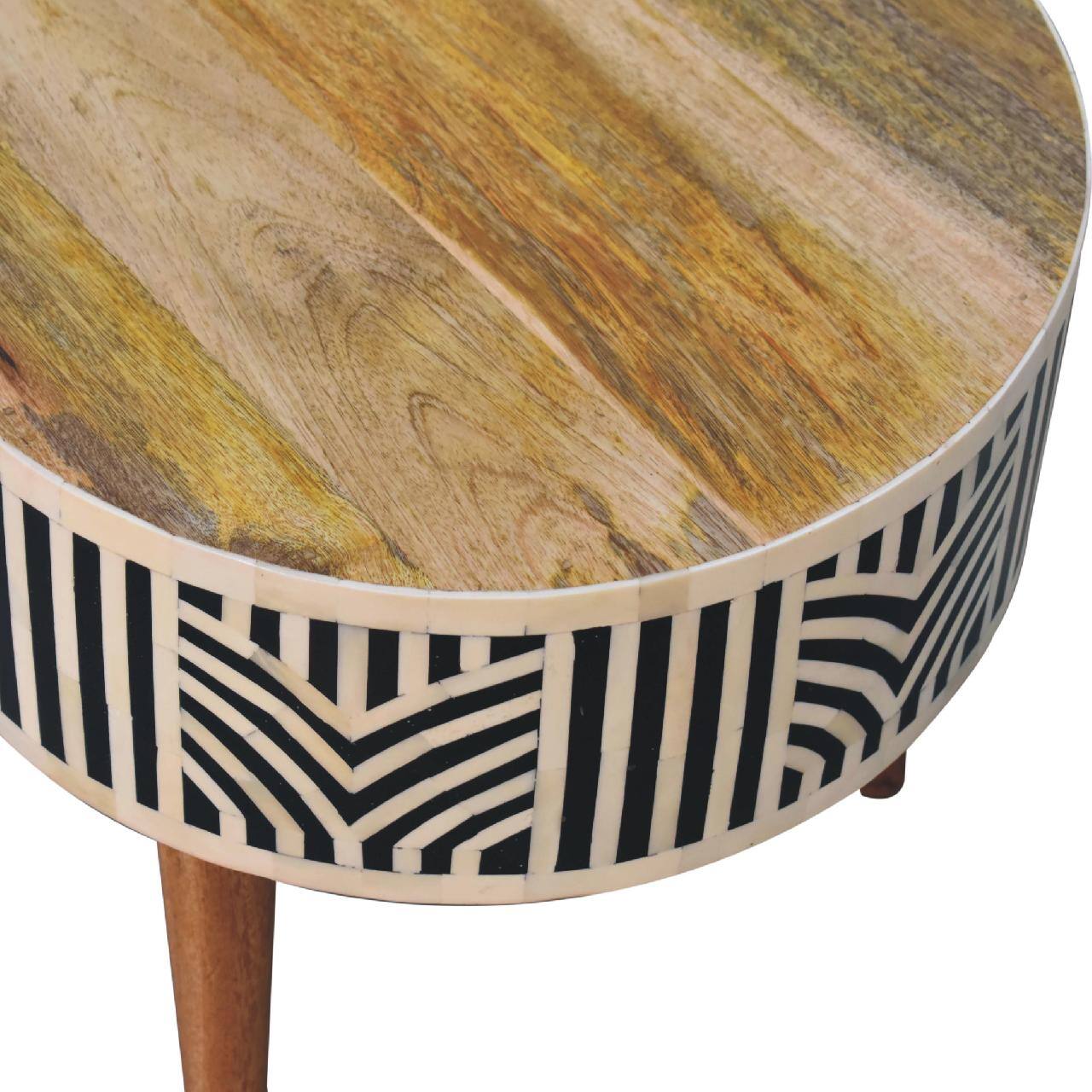 Alt View 1. Artisan Furniture - Artisan Furniture Solid Wood Edessa Bone Inlay Coffee Table, 2 Drawers, Beige - Beige.