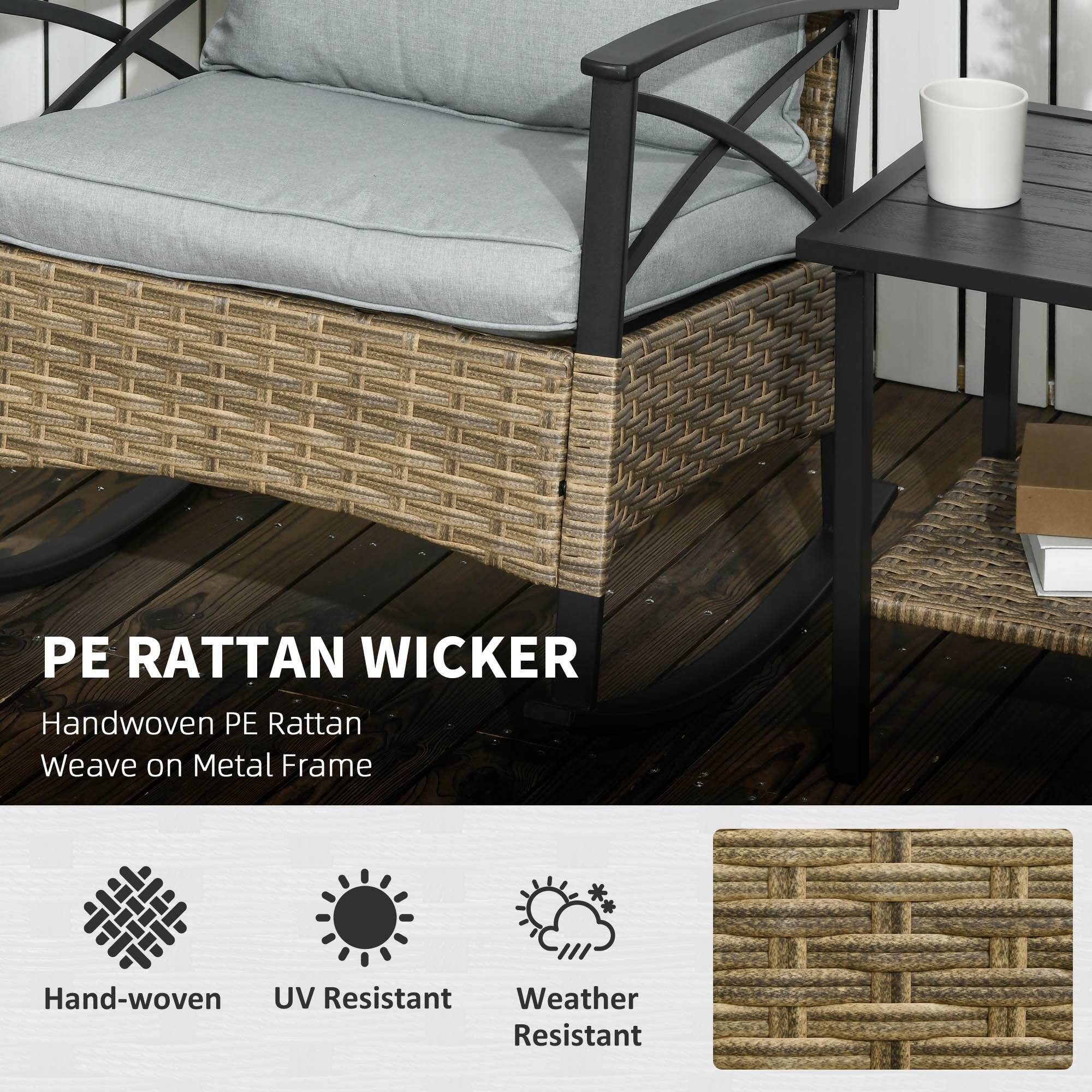 PE RATTAN WICKER, Handwoven PE Rattan Weave on Metal Frame, Hand-woven, UV Resistant, Weather Resistant