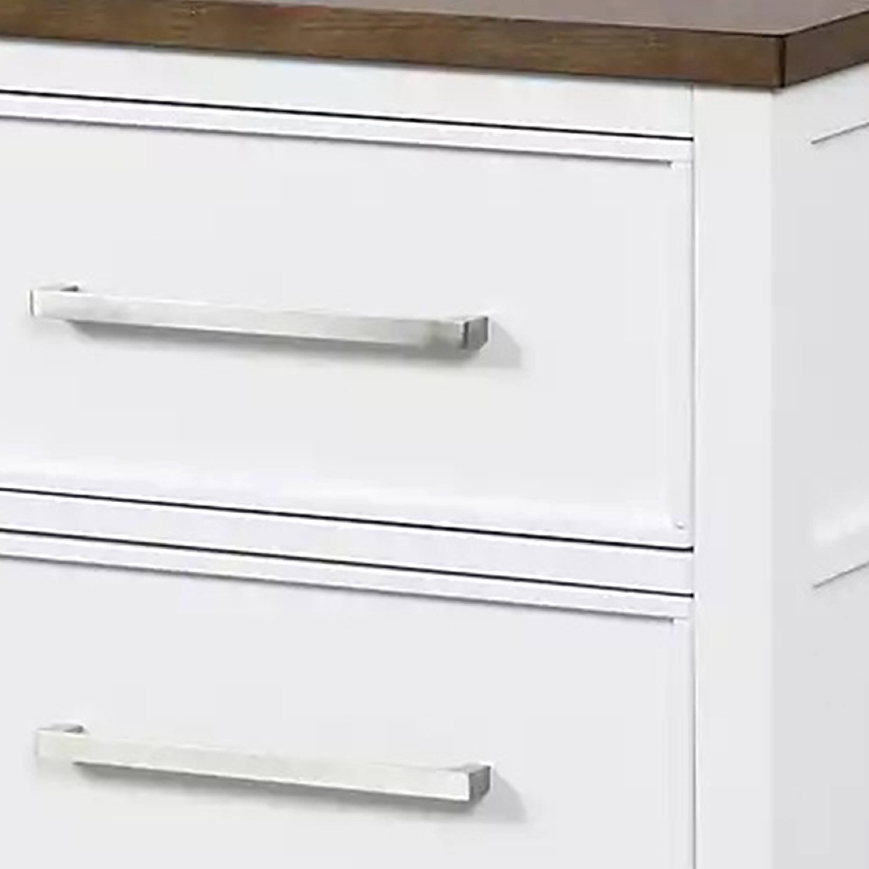 Alt View 1. Manhattan Lane - Tela Nightstand, 2 Drawers, Metal Handles, 25 Inch - White, Dark Brown, Nickel.