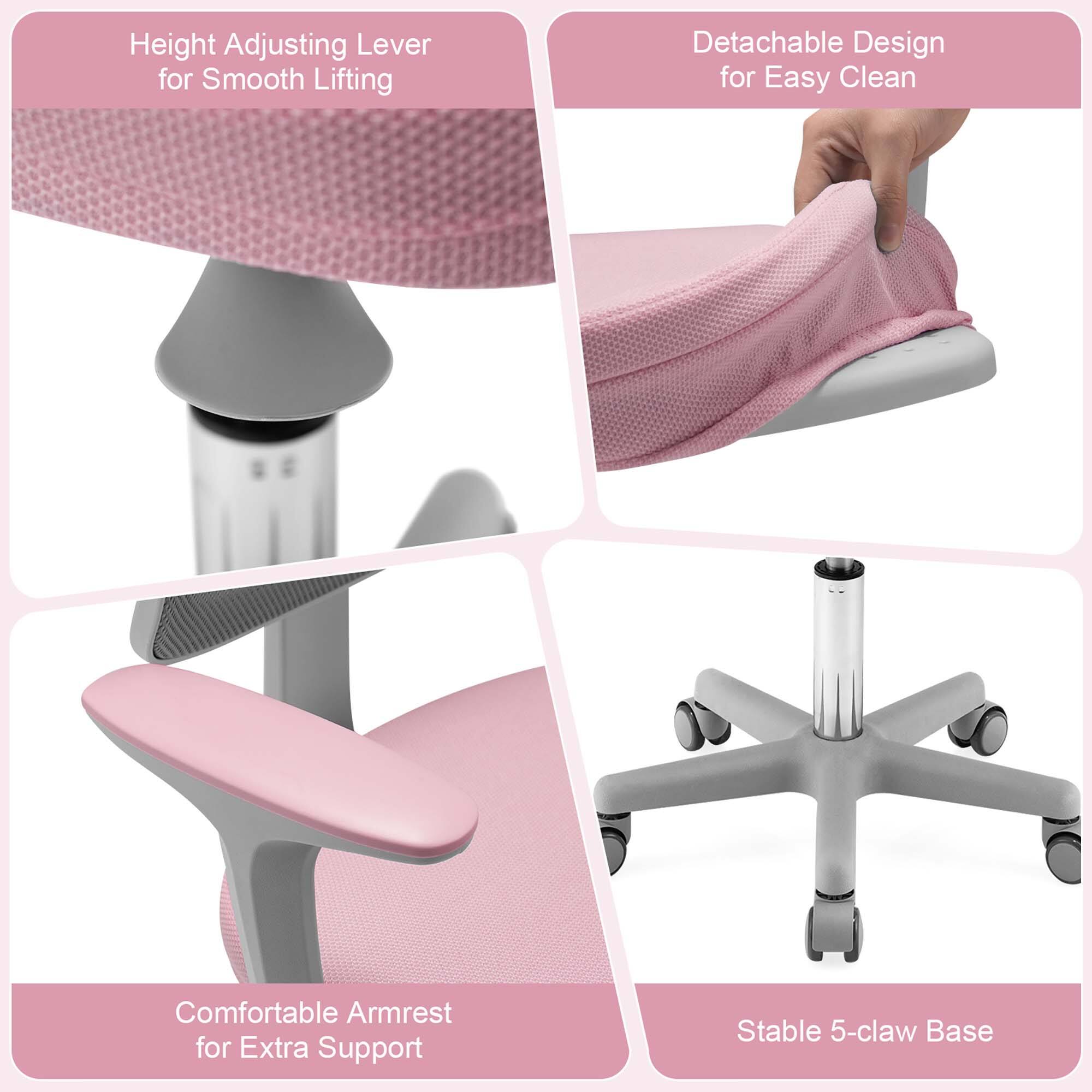 Height Adjusting Lever for Smooth Lifting, Detachable Design for Easy Clean, Comfortable Armrest for Extra Support, Stable 5-claw Base