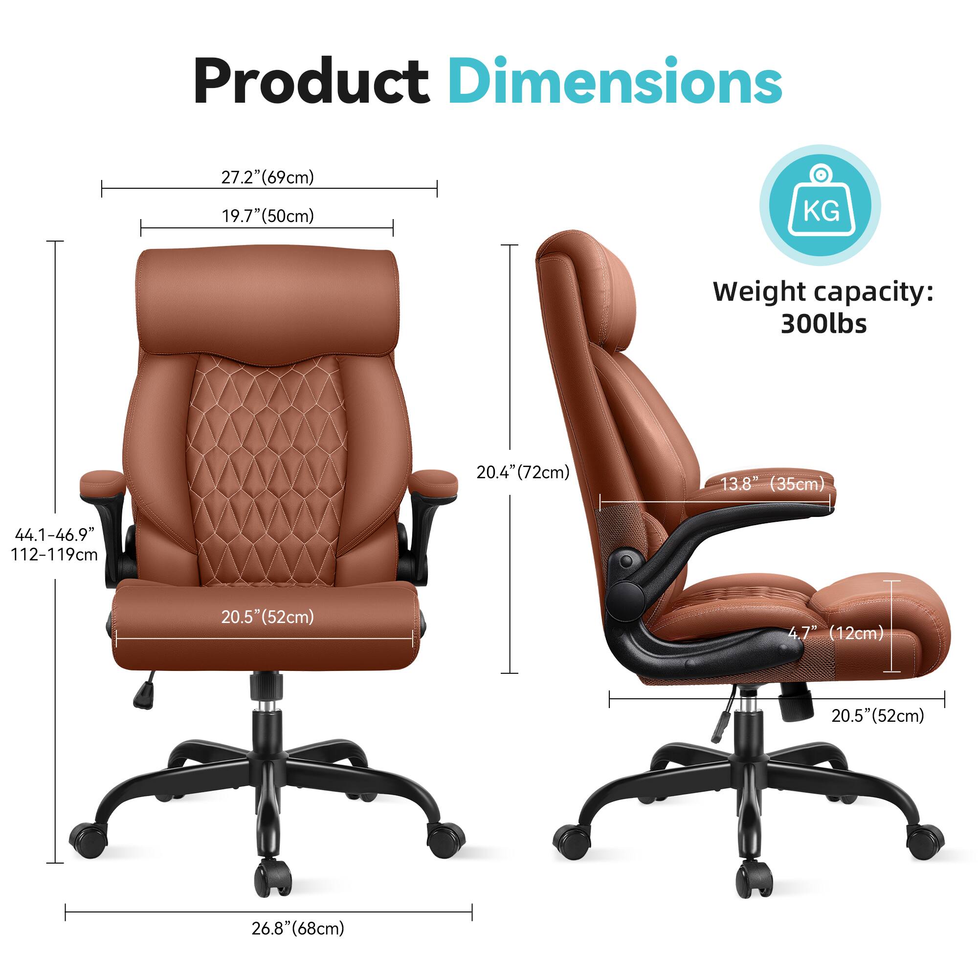 Product Dimensions:  
- 27.2" (69cm)  
- 19.7" (50cm)  
- 20.4" (72cm)  
- 13.8" (35cm)  
- 44.1-46.9" (112-119cm)  
- 20.5" (52cm)  
- 4.7" (12cm)  
- 20.5" (52cm)  
- 26.8" (68cm)  

Weight capacity: 300lbs