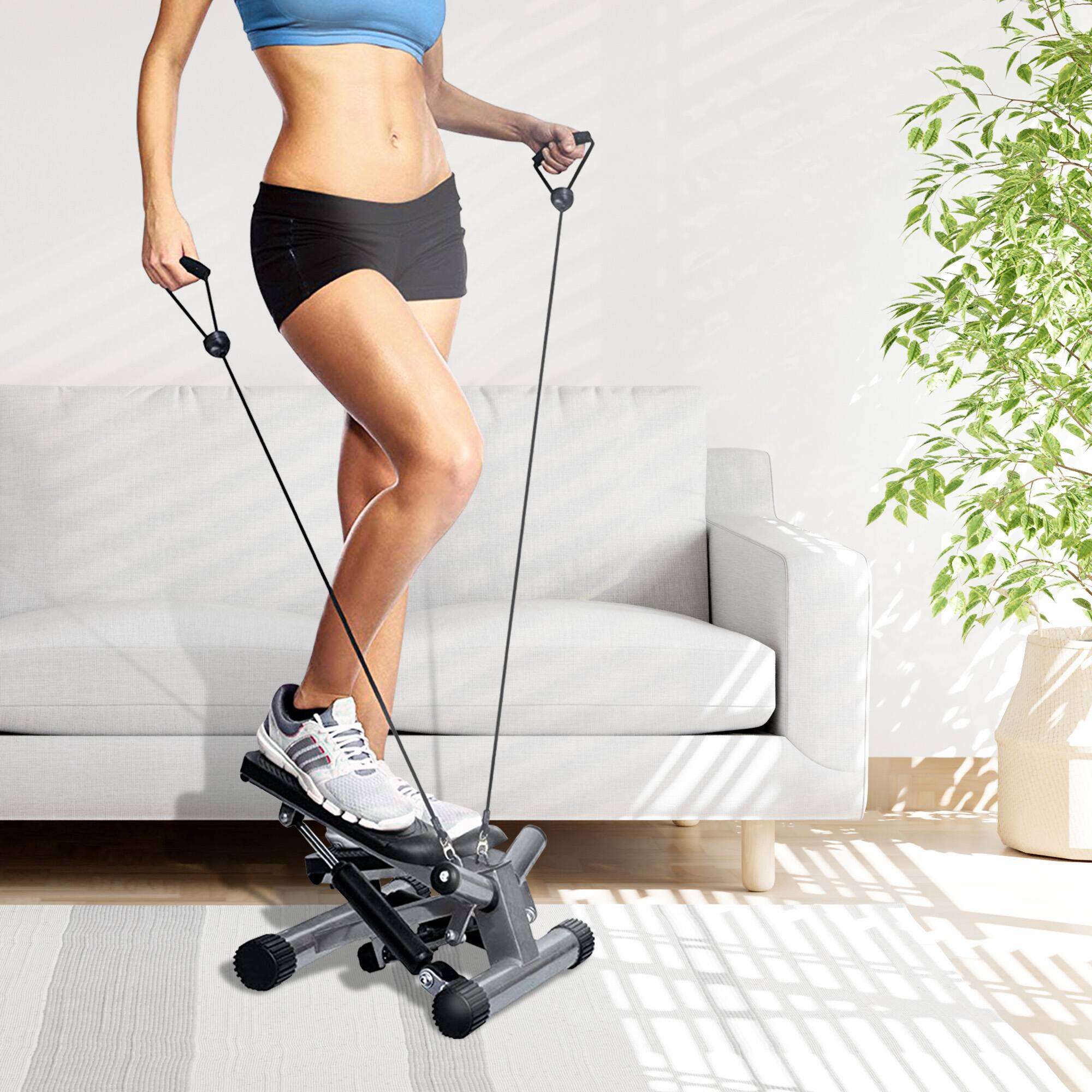Alt View 2. BalanceFrom Fitness - BalanceFrom Fitness Adjustable Mini Stepper with LCD Monitor & Resistance Bands - Gray.