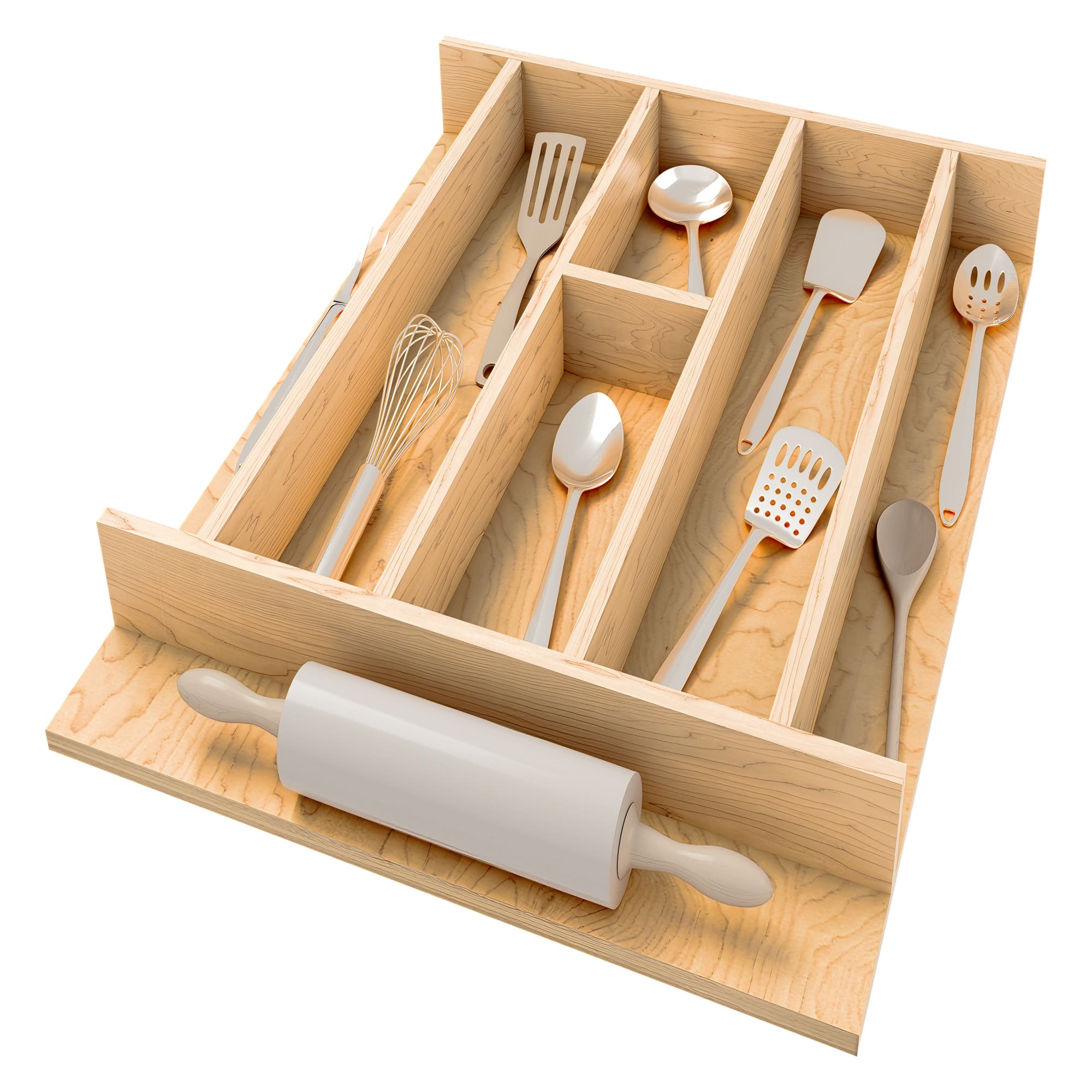 Rev-A-Shelf - Natural Maple Right Size Utensil Drawer Insert, 16 1/4" x 19 1/2" - Light Brown