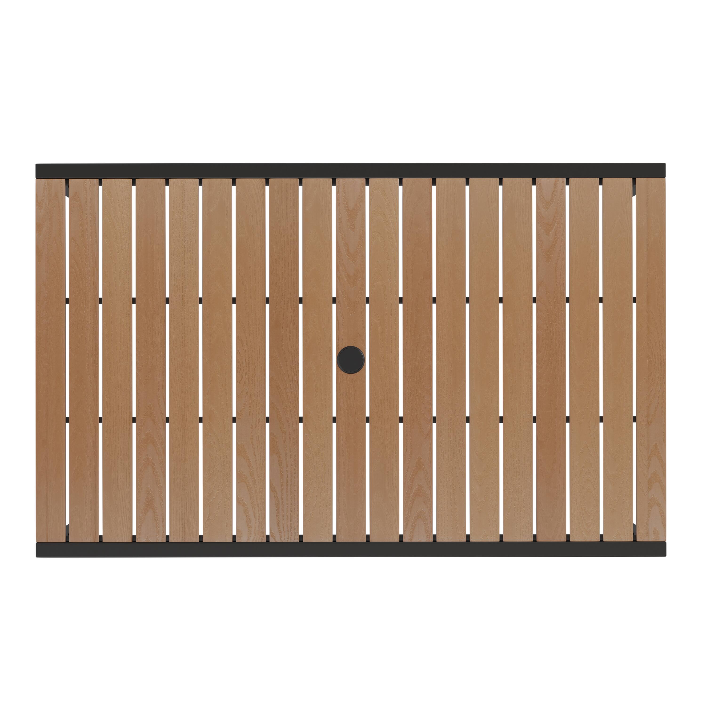 Alt View 8. Emma + Oliver - Indoor/Outdoor Faux Teak Table-Umbrella Hole-2 Club Chairs - Teak.