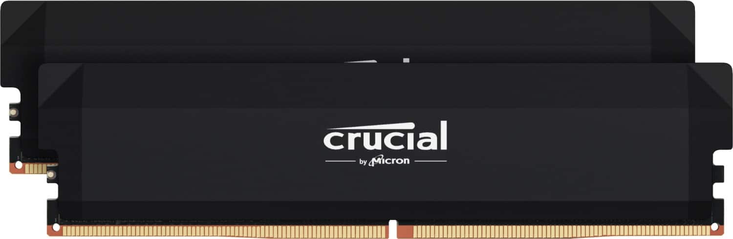 The image features a black box with the word "CRUCIAL" written on it. The box is placed on a white background, and it appears to be a memory module. The text "CRUCIAL by Micron" is also visible in the image, indicating that the memory module is manufactured by Micron.