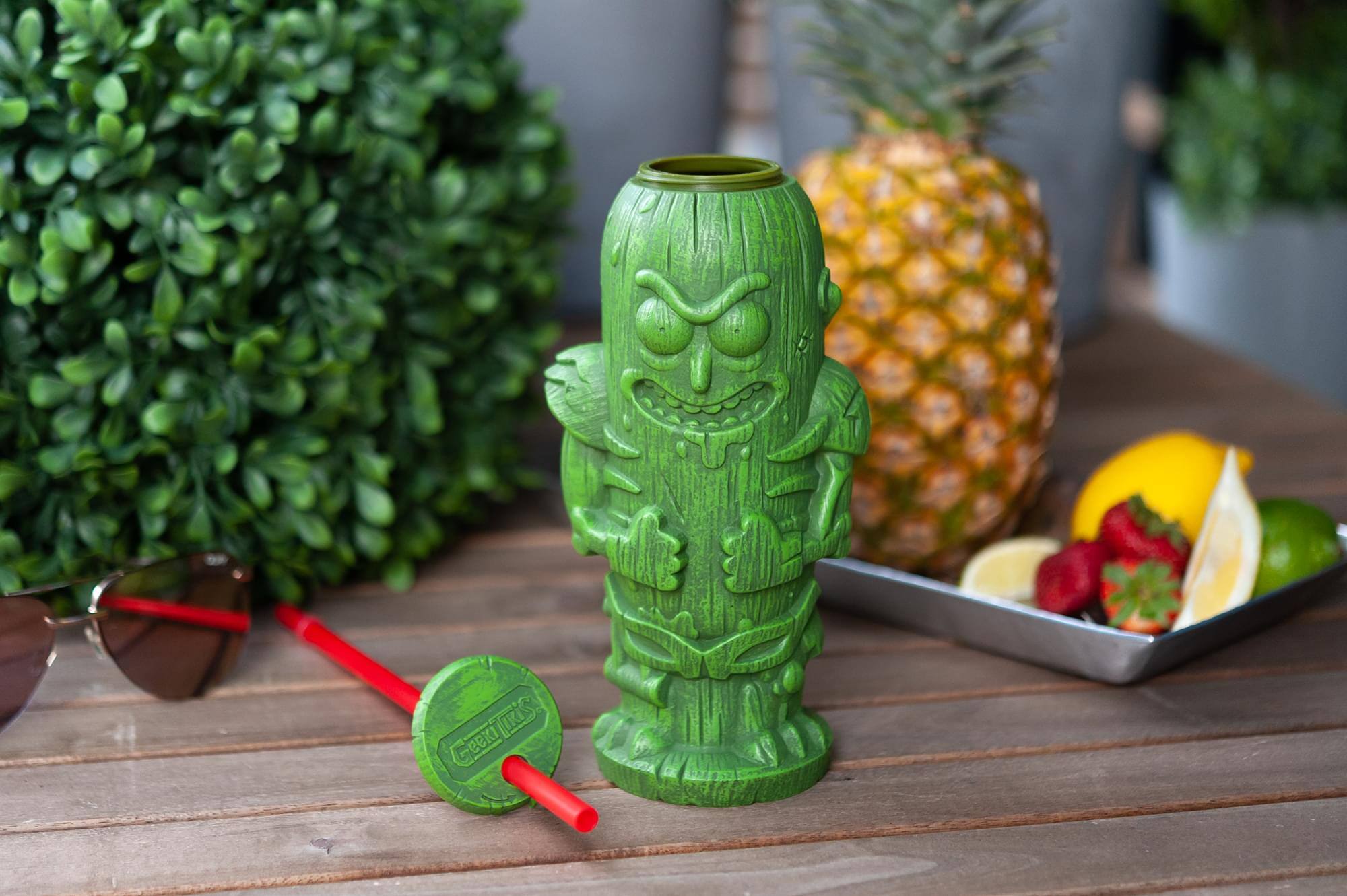 Alt View 3. ThinkGeek - Geeki Tikis Rick and Morty Pickle Rick Plastic Tumbler | Holds 22 Ounces - Green.