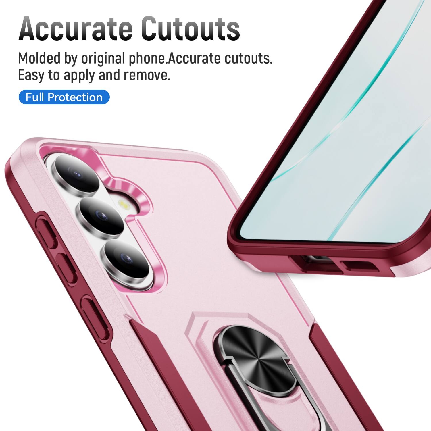 Accurate Cutouts  
Molded by original phone. Accurate cutouts.  
Easy to apply and remove.  
Full Protection
