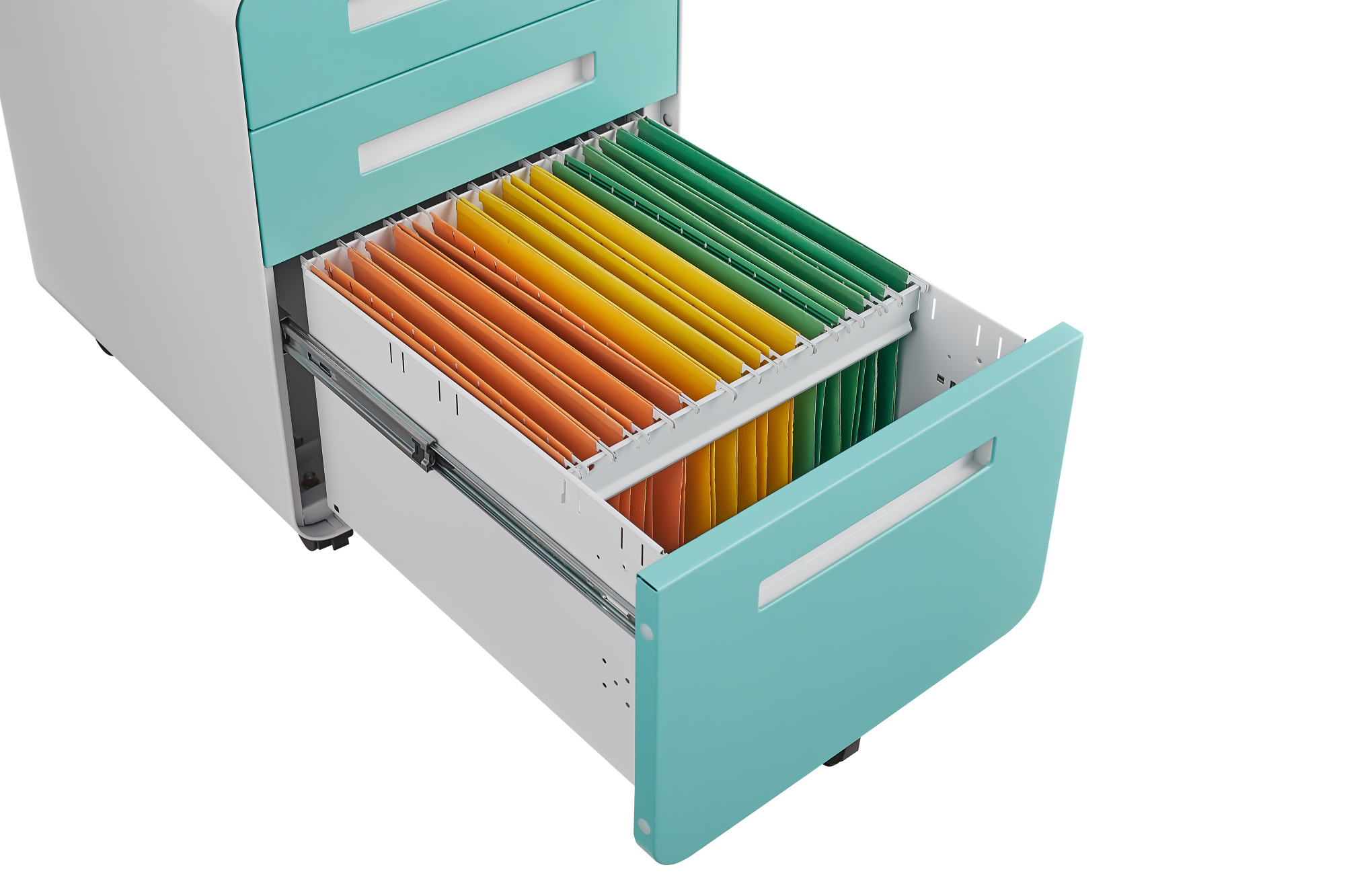 Alt View 7. GOODSILO - 3-Drawer Mobile File Cabinet Under Desk - Versatile Storage for Legal/Letter/A4 Files, Anti-Tilting, Steel - White+Green.