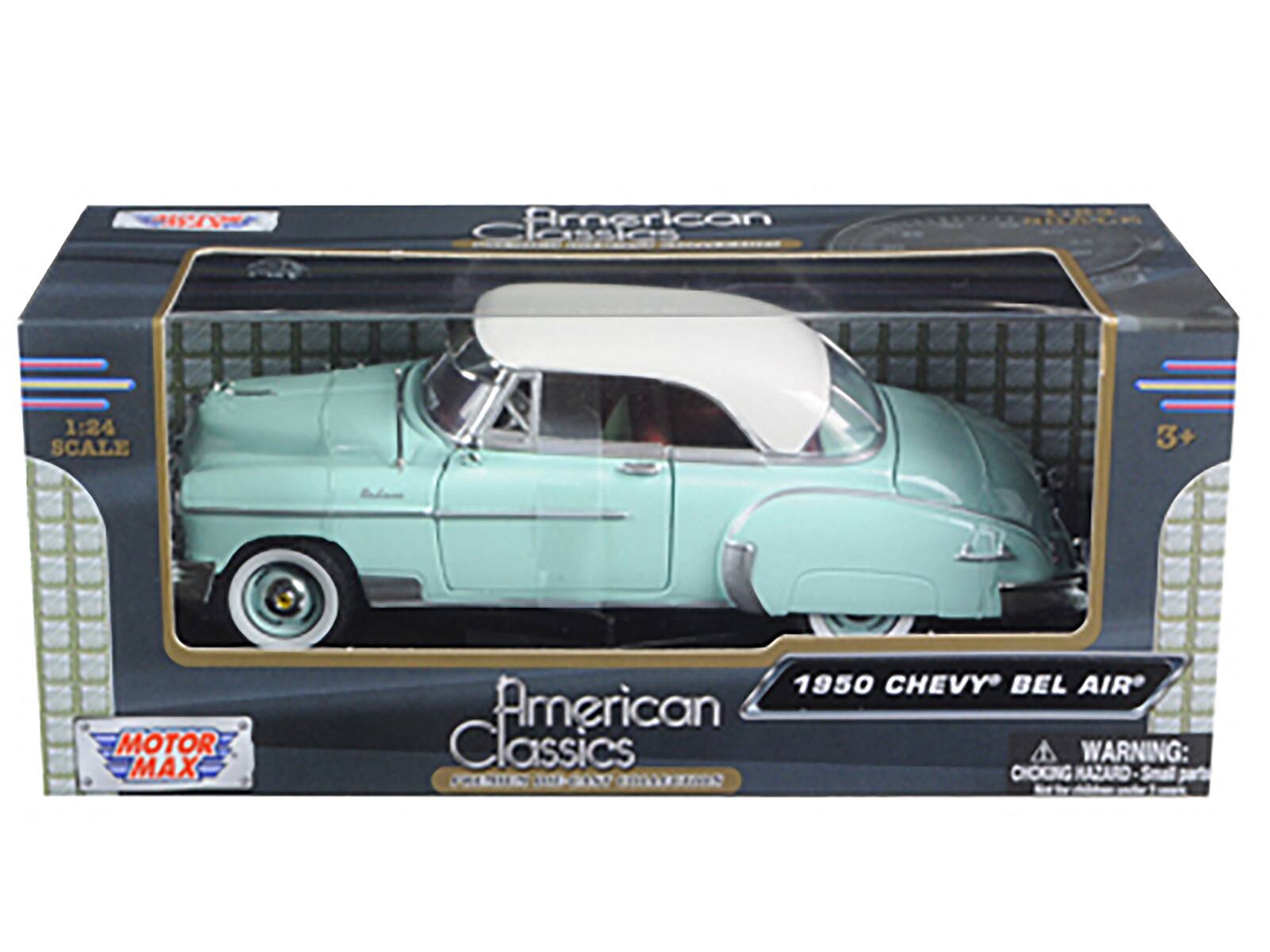American Classics  
1:24 SCALE  
3+  
MOTOR MAX  
1950 CHEVY BEL AIR  
WARNING: CHOKING HAZARD - Small parts. Not for children under 3 years.