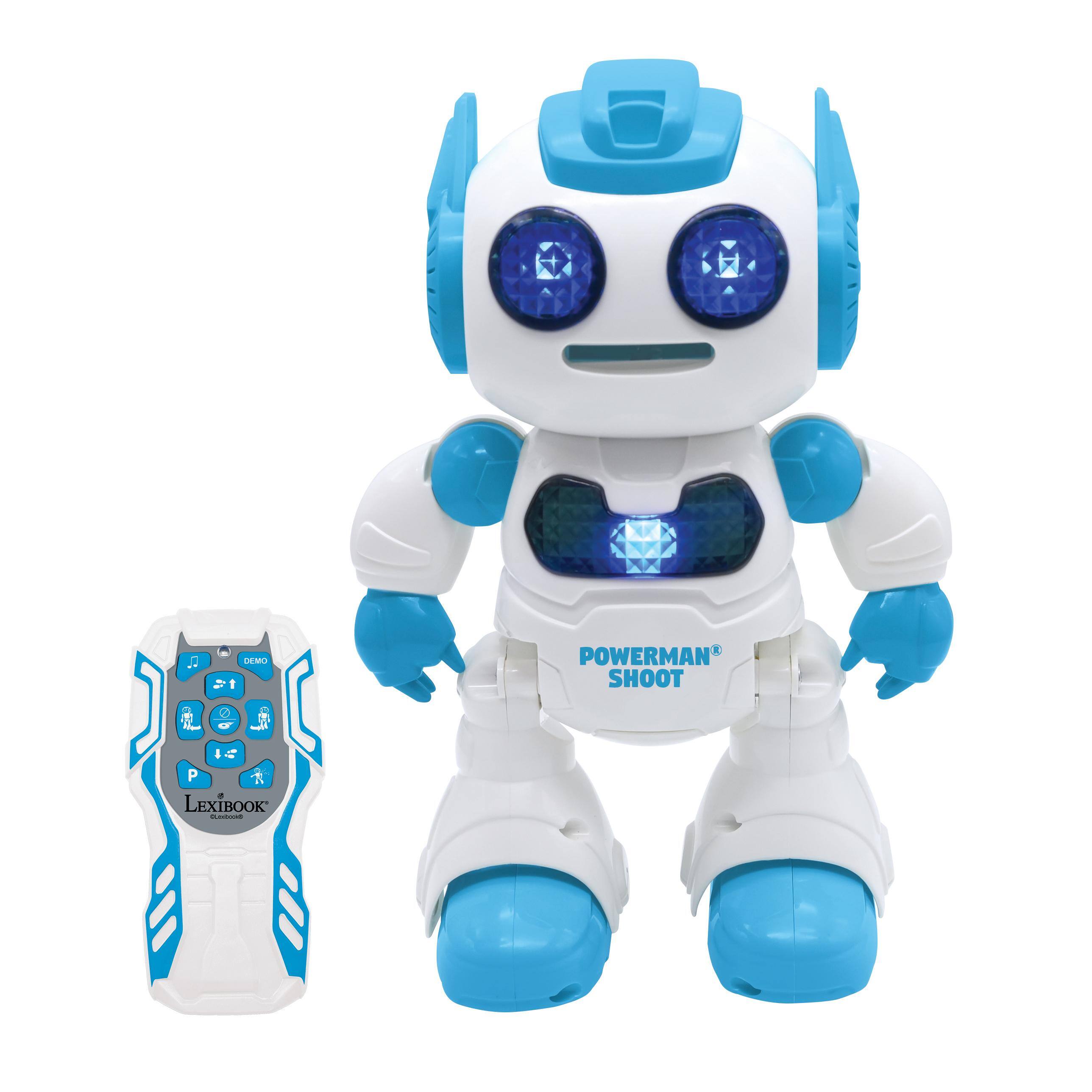 Lexibook - Powerman Shoot STEM Robot. Dance. Music. Demo with Remote Control & Foam Discs
