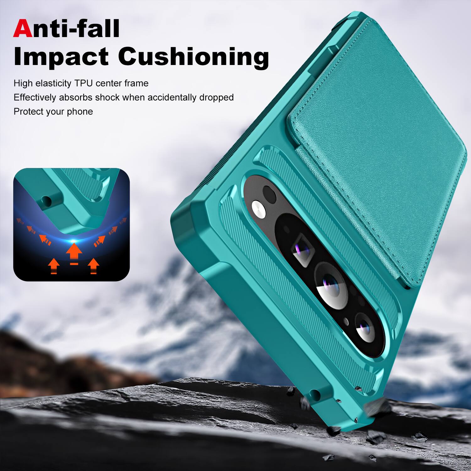 Anti-fall Impact Cushioning

High elasticity TPU center frame  
Effectively absorbs shock when accidentally dropped  
Protect your phone