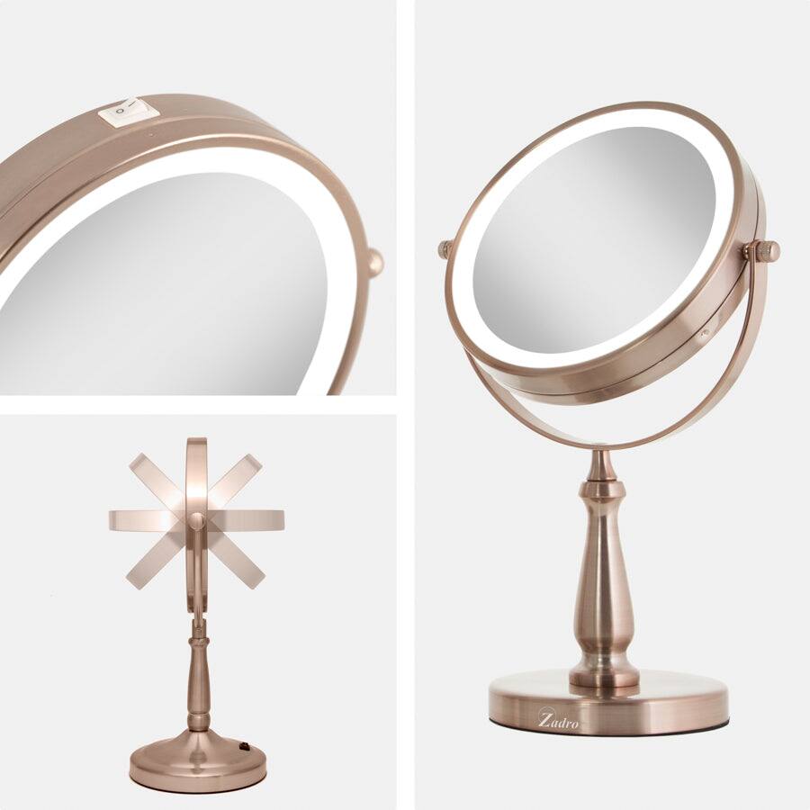 Alt View 4. Zadro - LED Lighted Makeup Mirror with 8X/1X Magnifications & 360-Degree Rotating Head - Chrome.