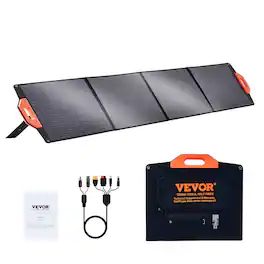 VEVOR - Portable Monocrystalline Solar Panel, 200W Foldable Monocrystalline ETFE Solar Charger, 23% Efficiency Solar Panel - Black