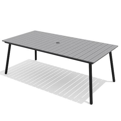 Alt View 7. Crestlive Products - Crestlive Products 82in Plastic Wood Top Aluminum Frame Rectangle Outdoor Dining Table with Umbrella Hole - Gray.