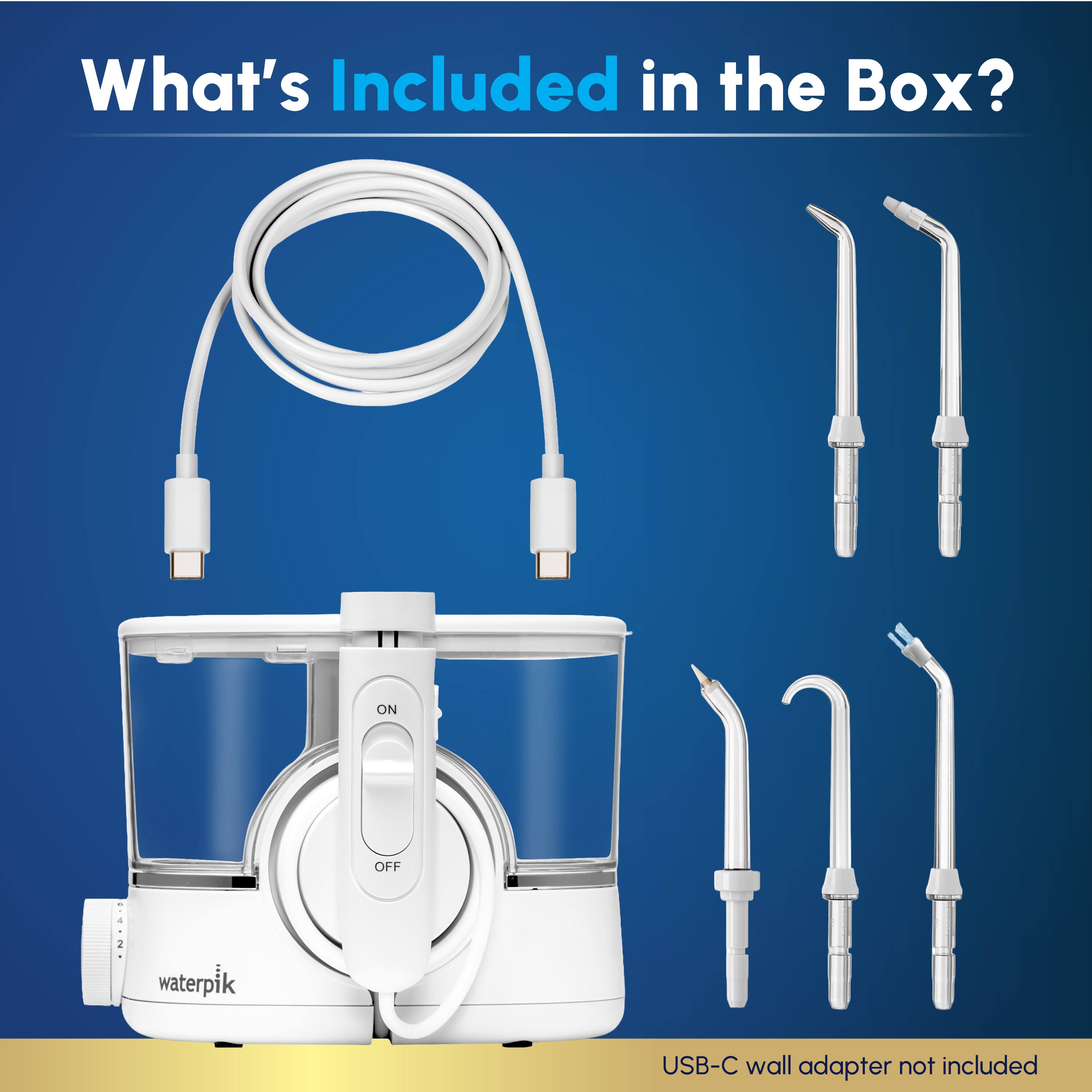 What's Included in the Box?

ON
OFF
2
waterpik
USB-C wall adapter not included