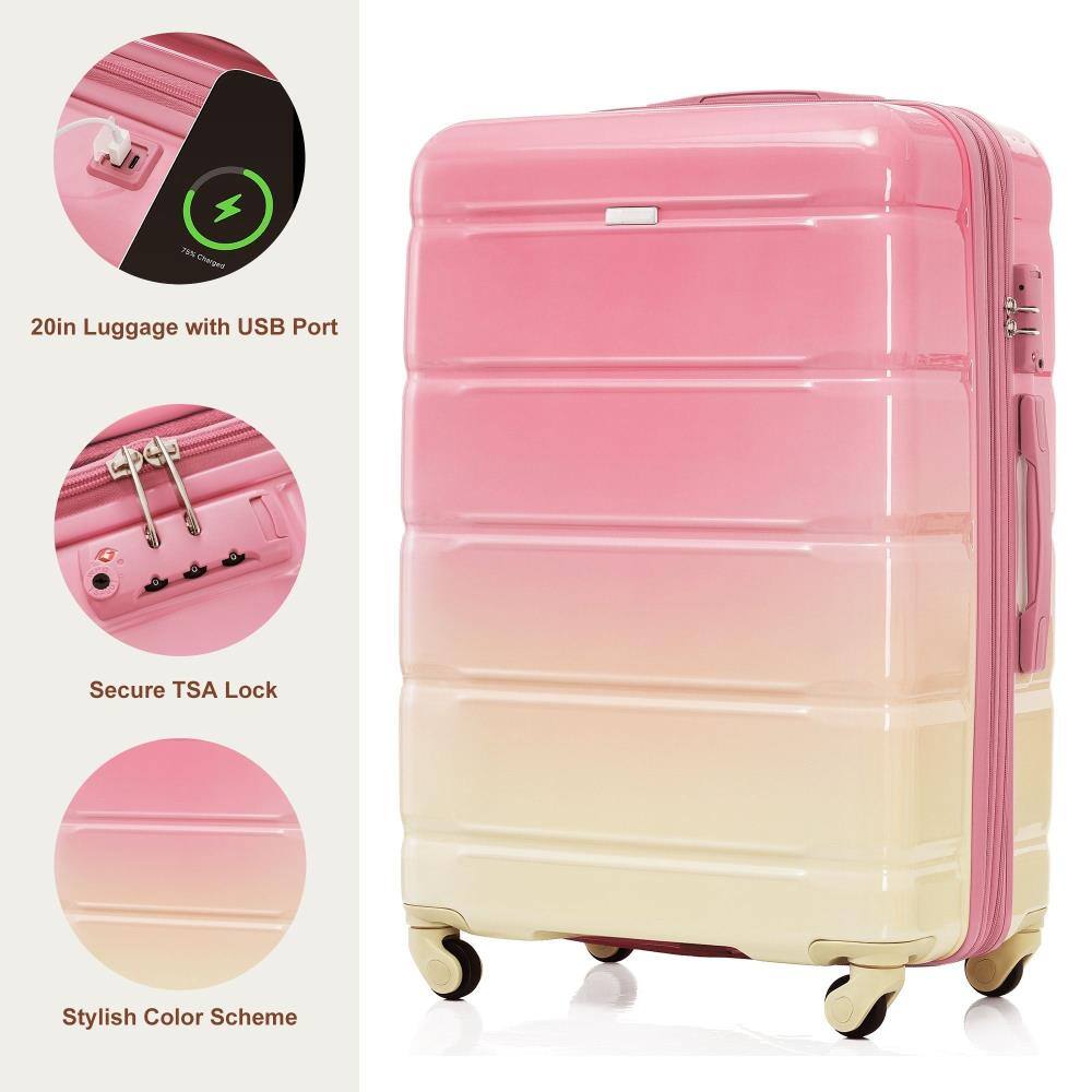 - 20in Luggage with USB Port
- Secure TSA Lock
- Stylish Color Scheme