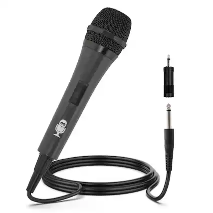 Front. Singing Machine - Unidirectional Dynamic Microphone - Black.