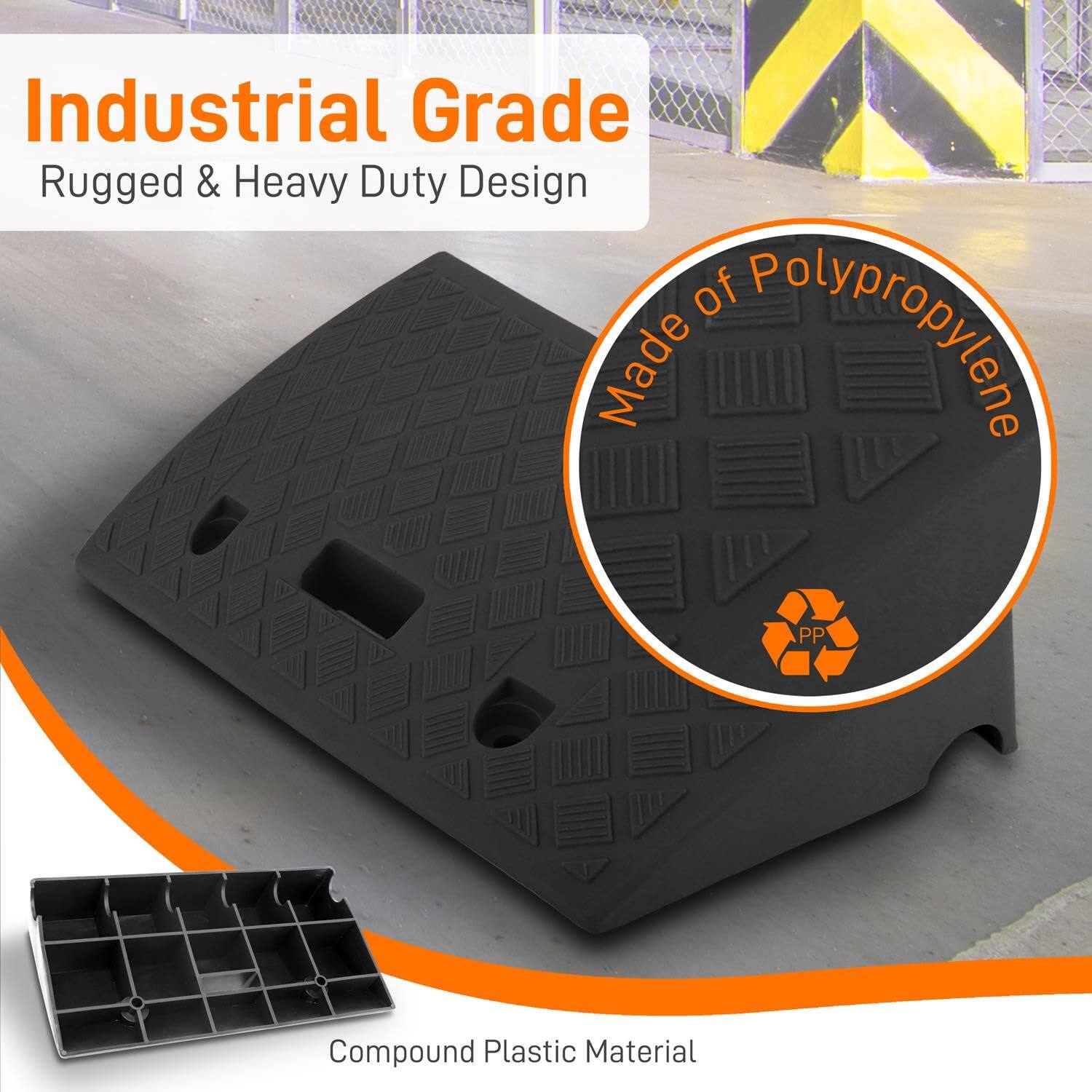 Pyle Portable Plastic Curb Ramp Set – Heavy Duty Plastic Ramps for ...