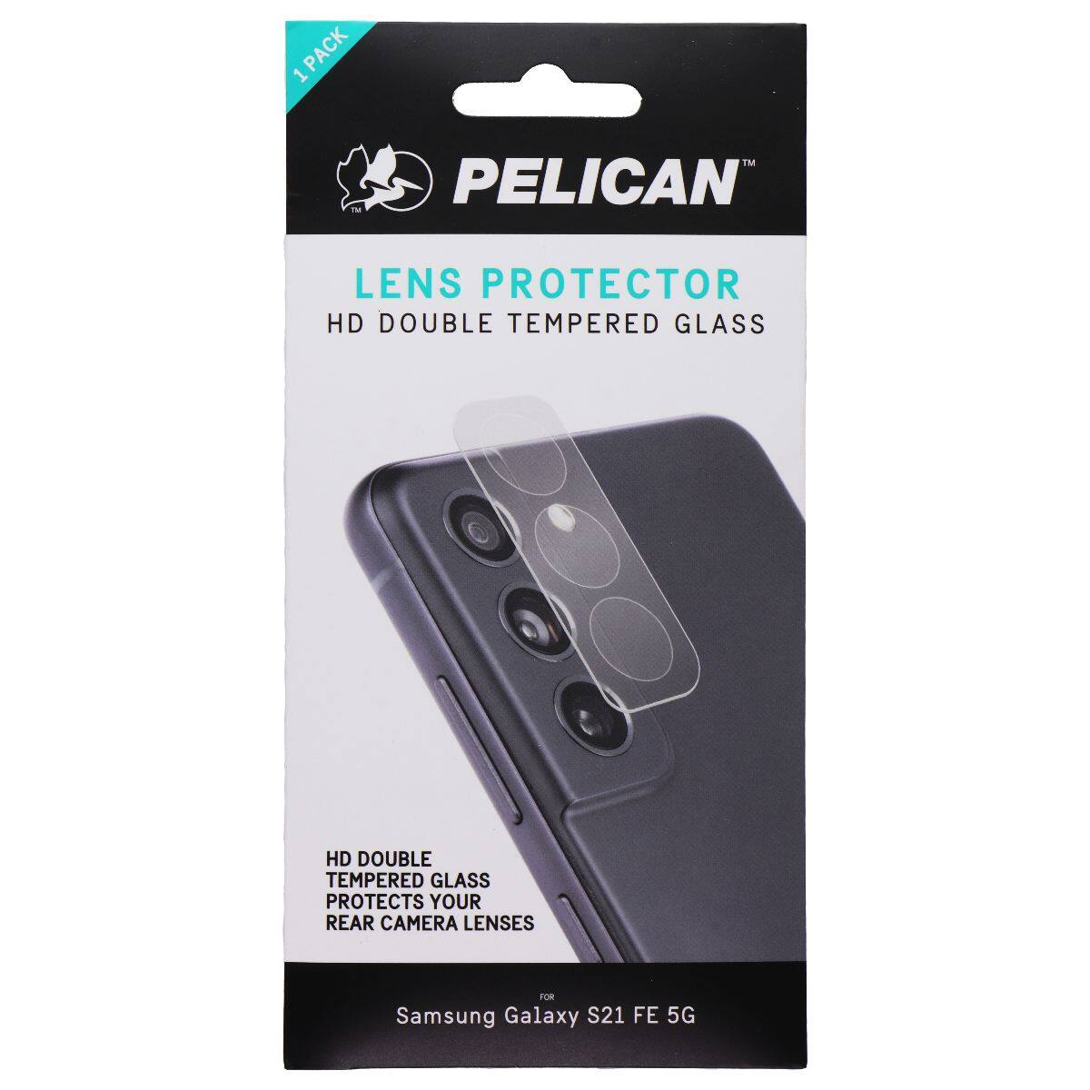 1 PACK  
PELICAN  
LENS PROTECTOR  
HD DOUBLE TEMPERED GLASS  
HD DOUBLE TEMPERED GLASS PROTECTS YOUR REAR CAMERA LENSES  
FOR Samsung Galaxy S21 FE 5G