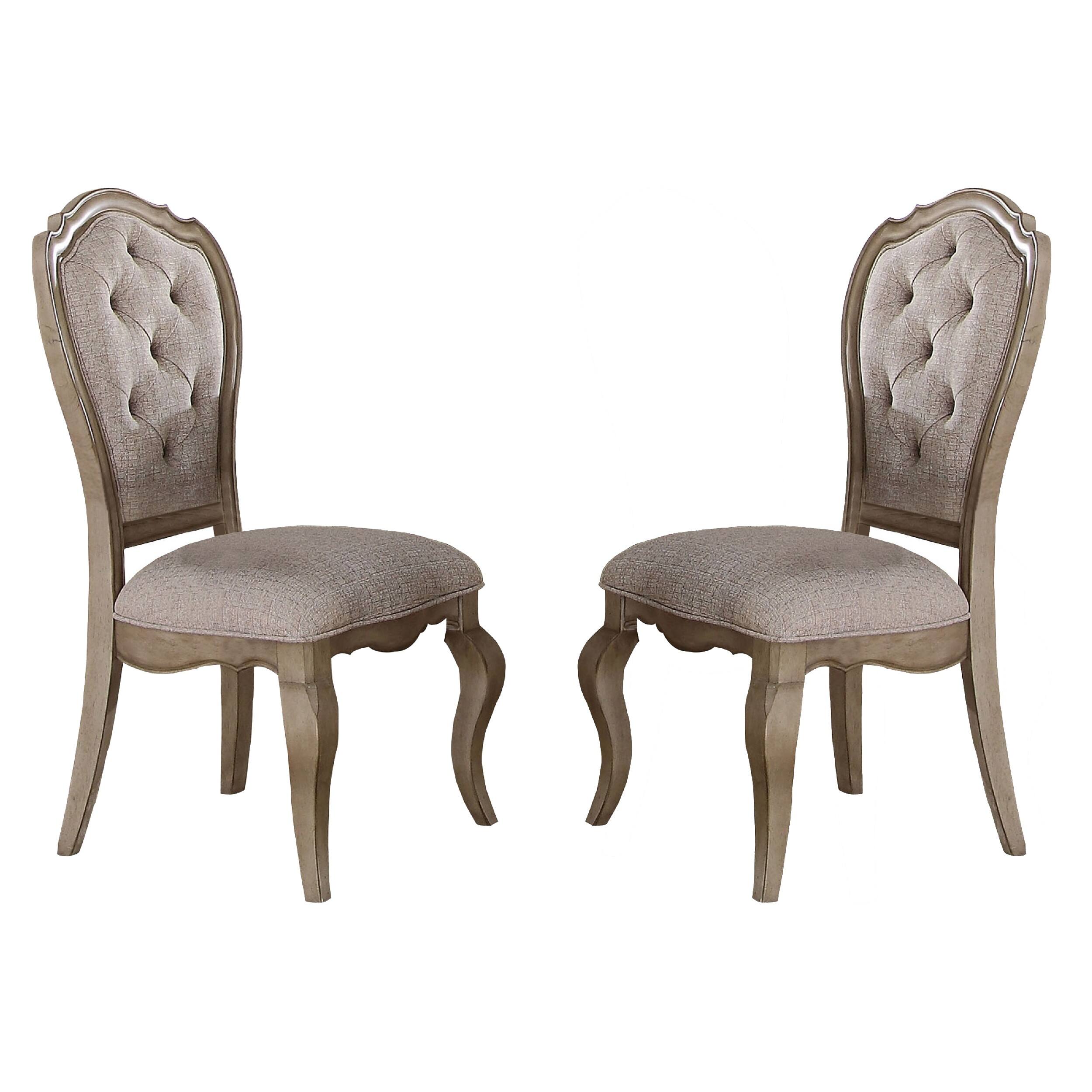 Front. Manhattan Lane - Button Tufted Upholstered Dining Side Chair, Set of 2 - Beige.